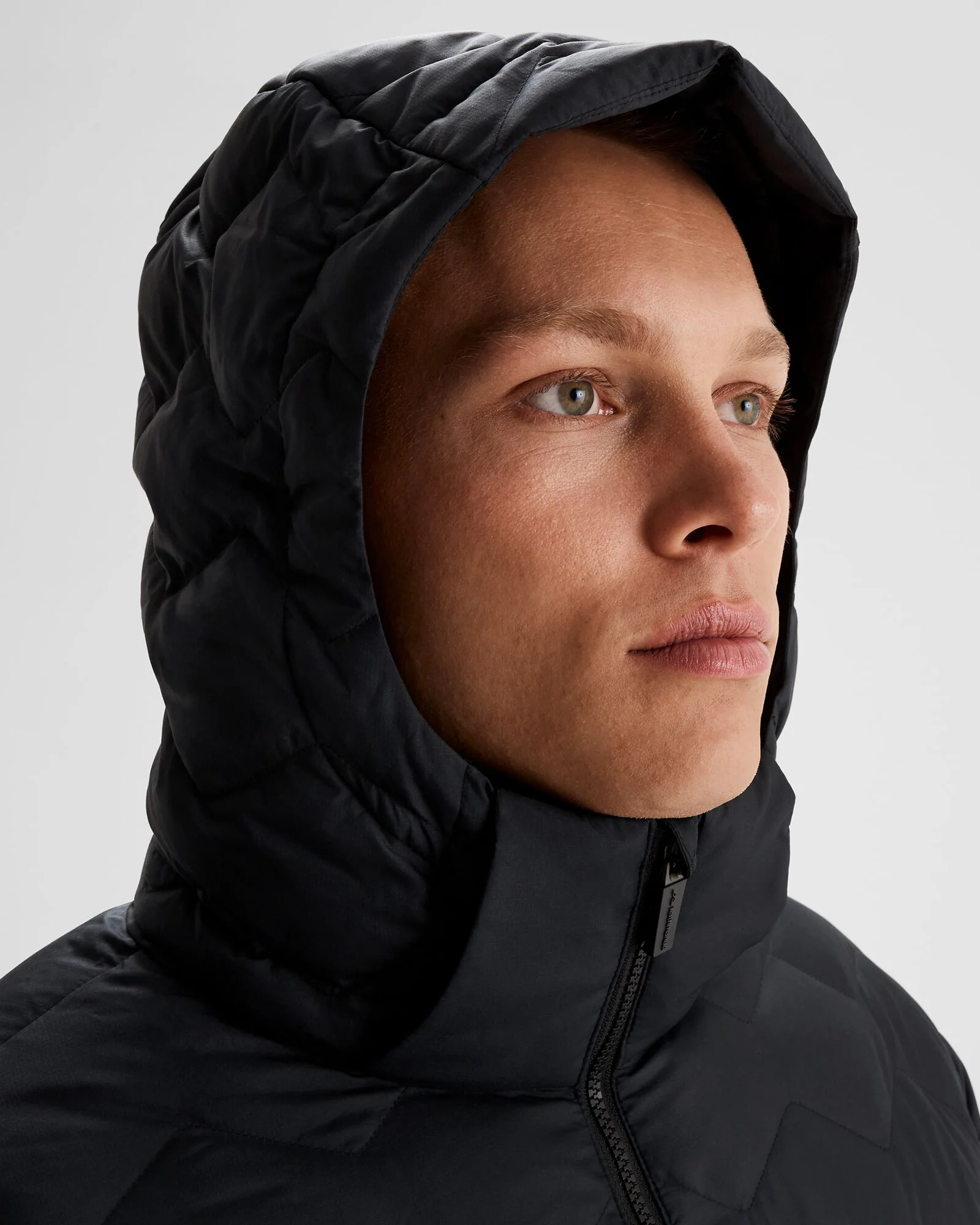 Men's Any Time Down Hooded Parka Jacket- Black Stingray - Image 4