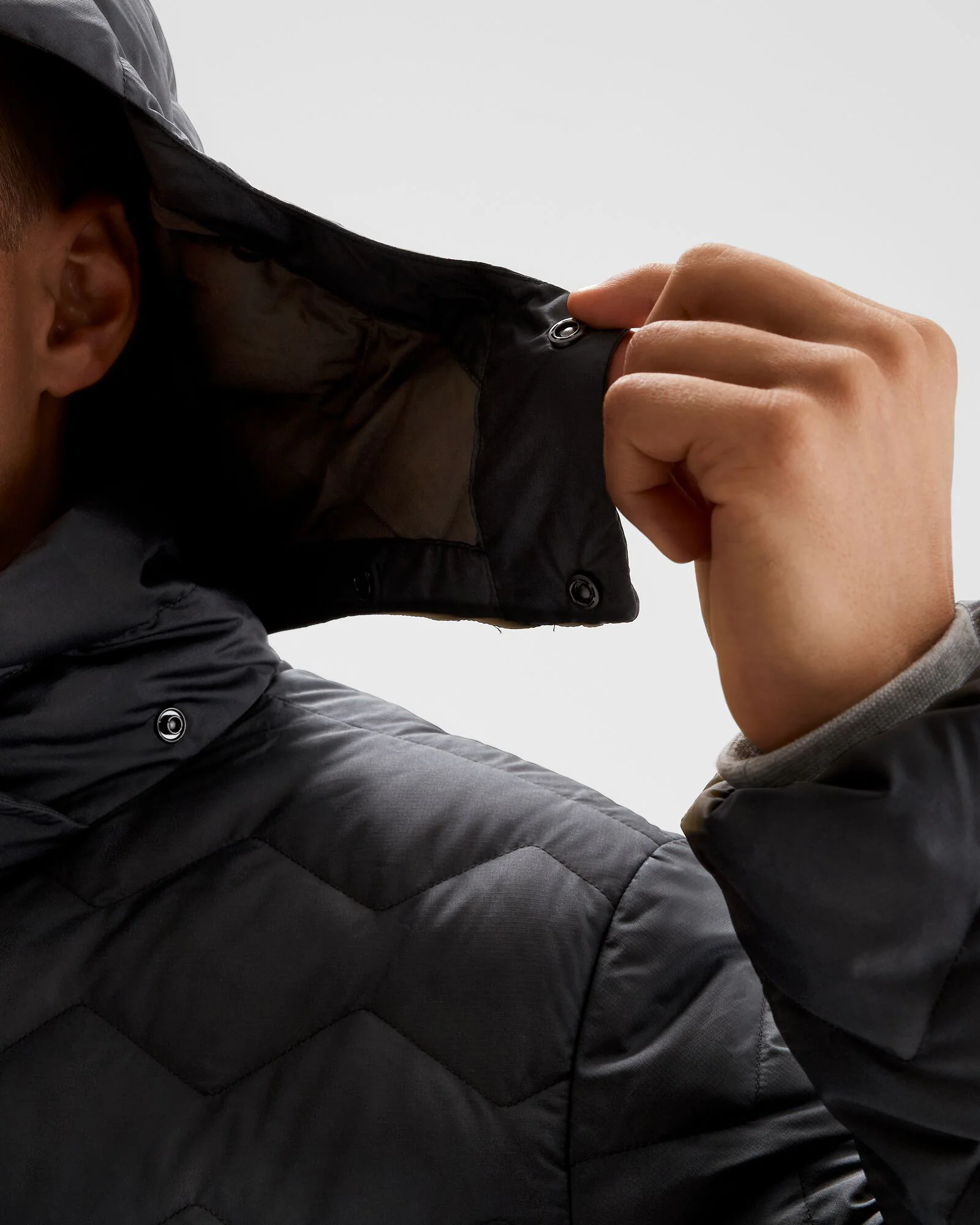 Men's Any Time Down Hooded Parka Jacket- Black Stingray - Image 5