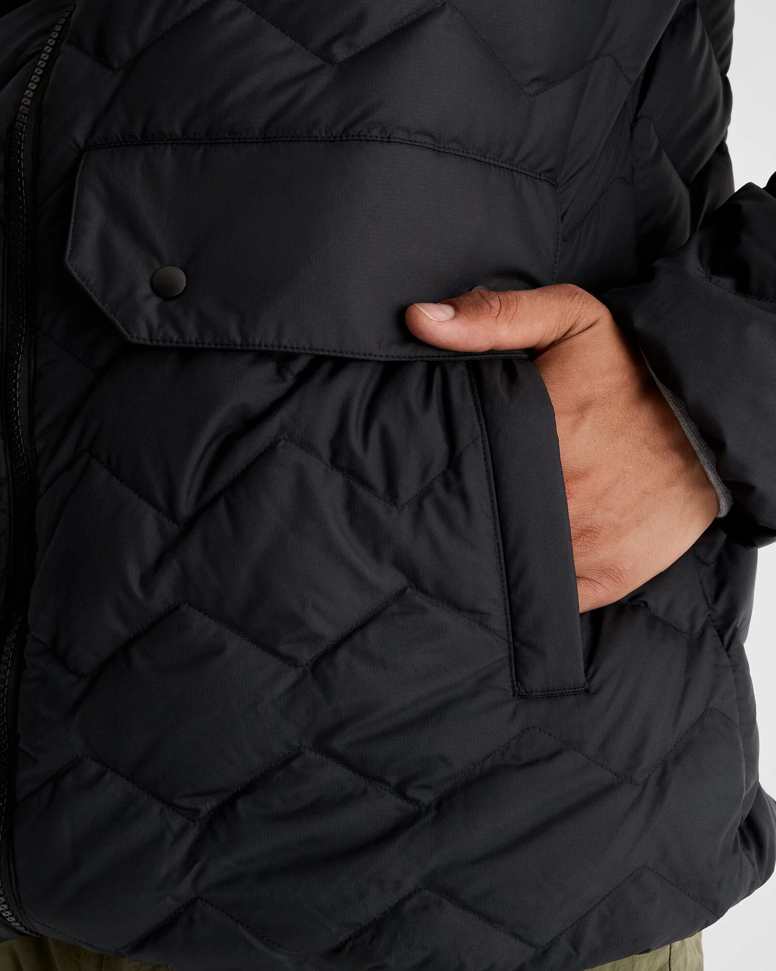 Men's Any Time Down Hooded Parka Jacket- Black Stingray - Image 6