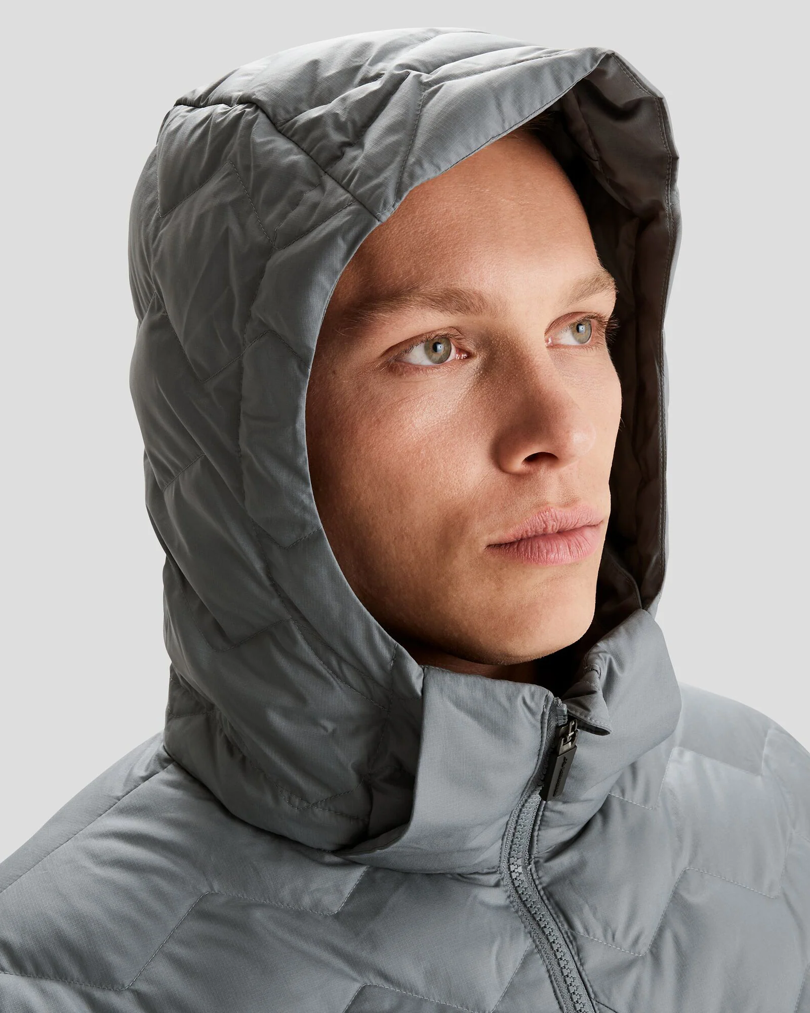 Men's Any Time Down Hooded Parka Jacket- Moon - Image 4