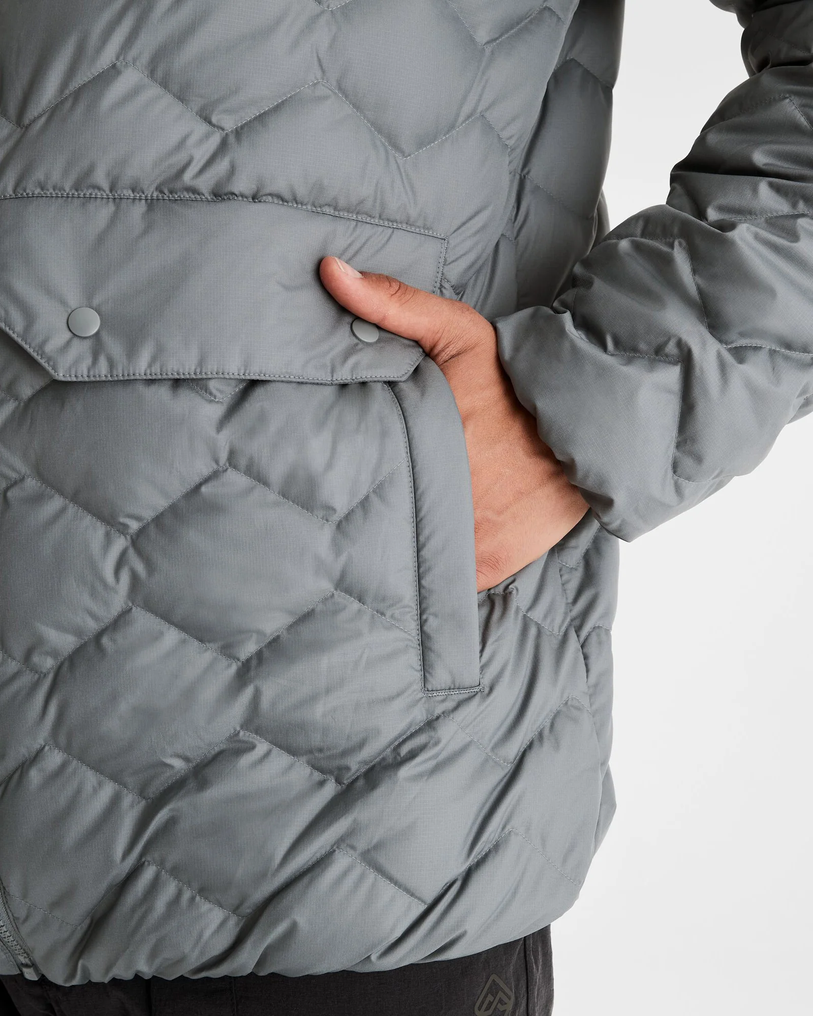 Men's Any Time Down Hooded Parka Jacket- Moon - Image 6