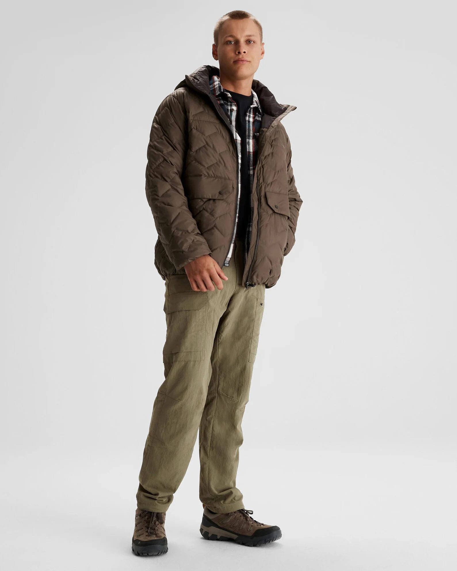 Men's Any Time Down Hooded Parka Jacket- Trail - Image 2