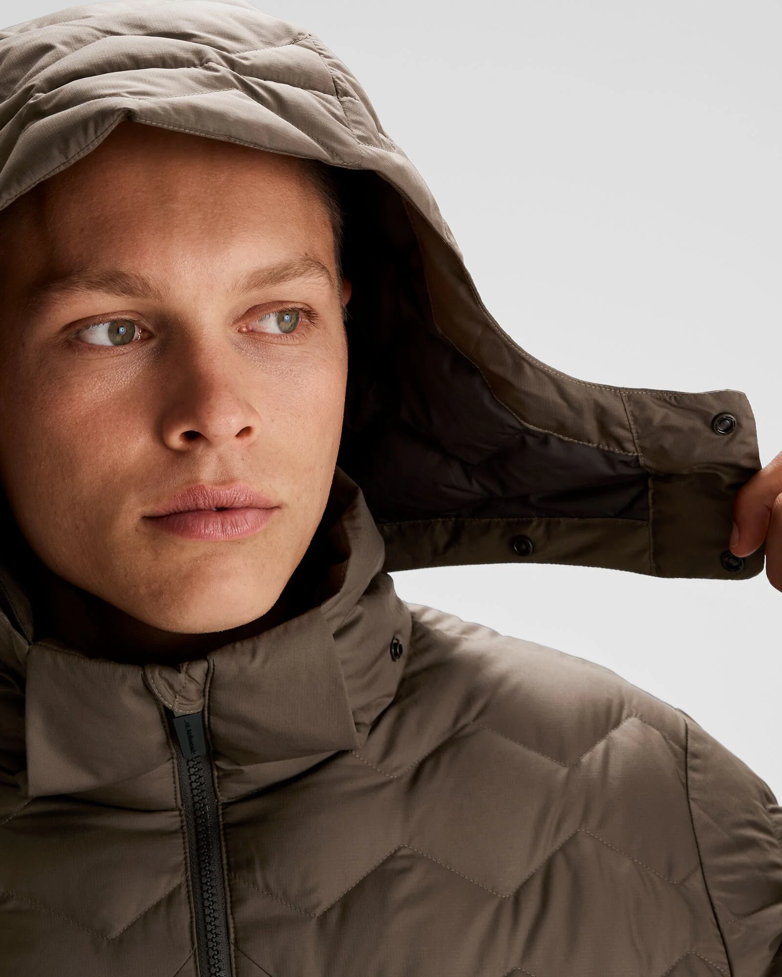 Men's Any Time Down Hooded Parka Jacket- Trail - Image 5