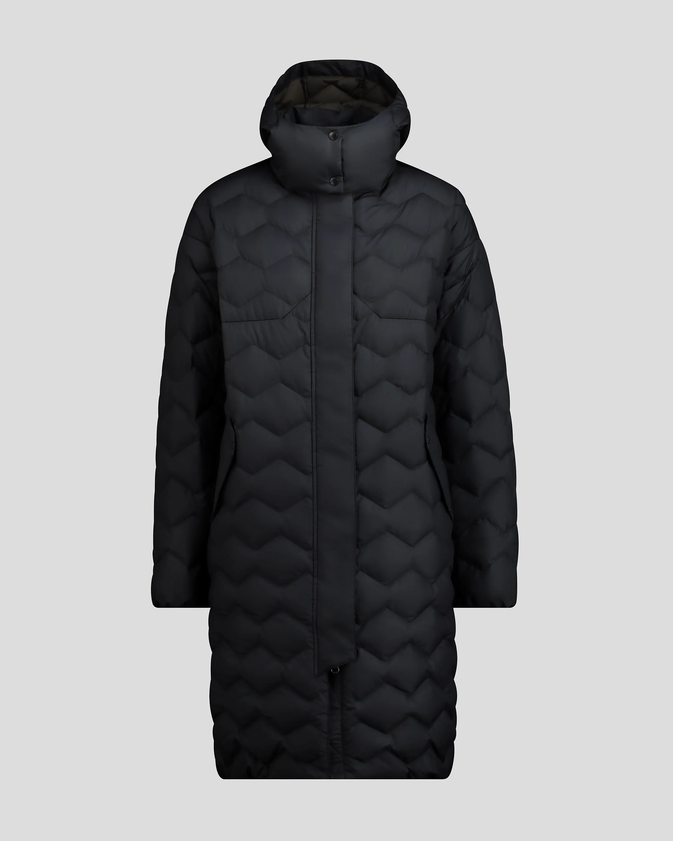 Women's Any Time Down Hooded Parka  Jacket- Black Stingray - Image 12