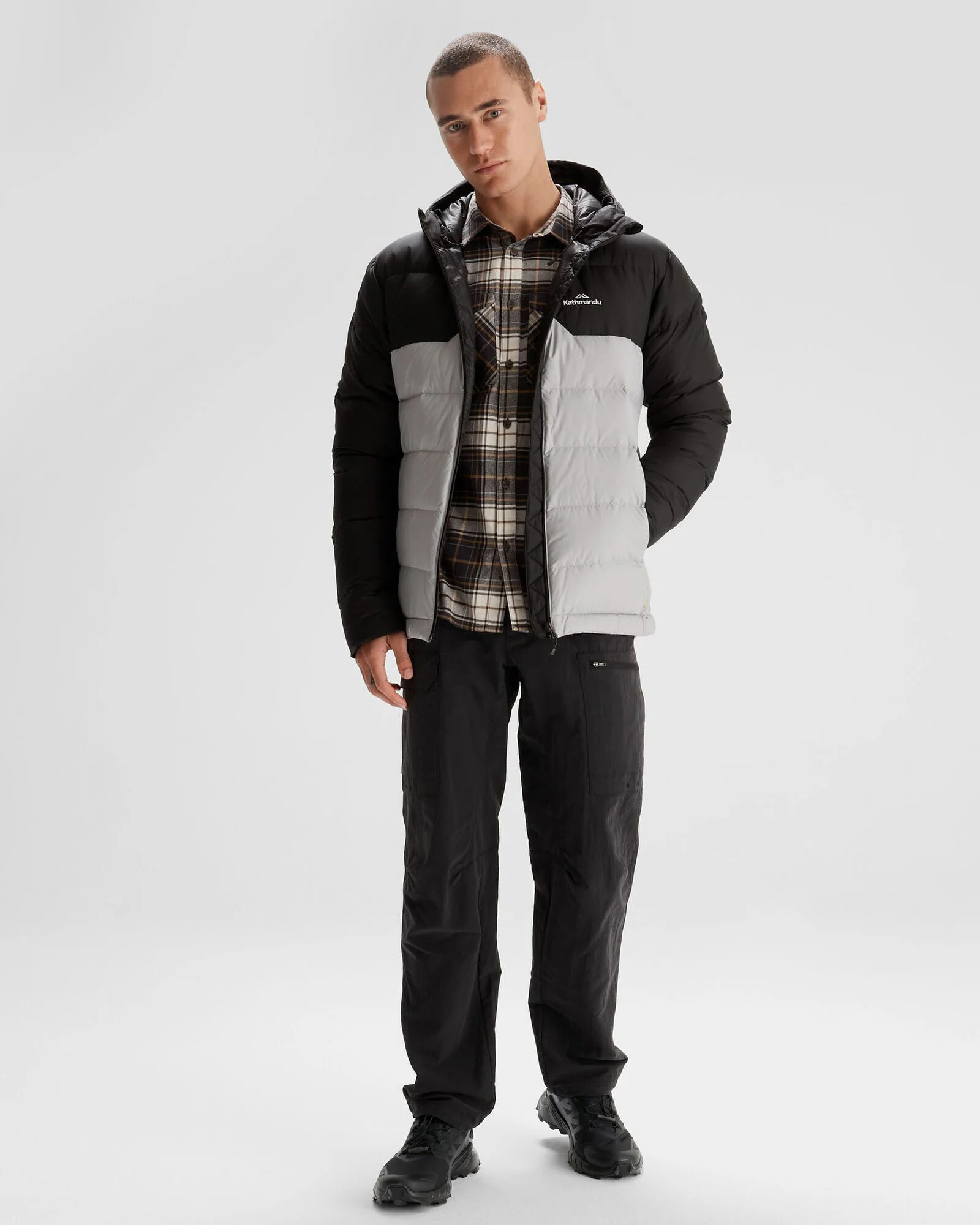 Men's Epiq Hooded Down Jacket - Steel Grey/Black - Image 2