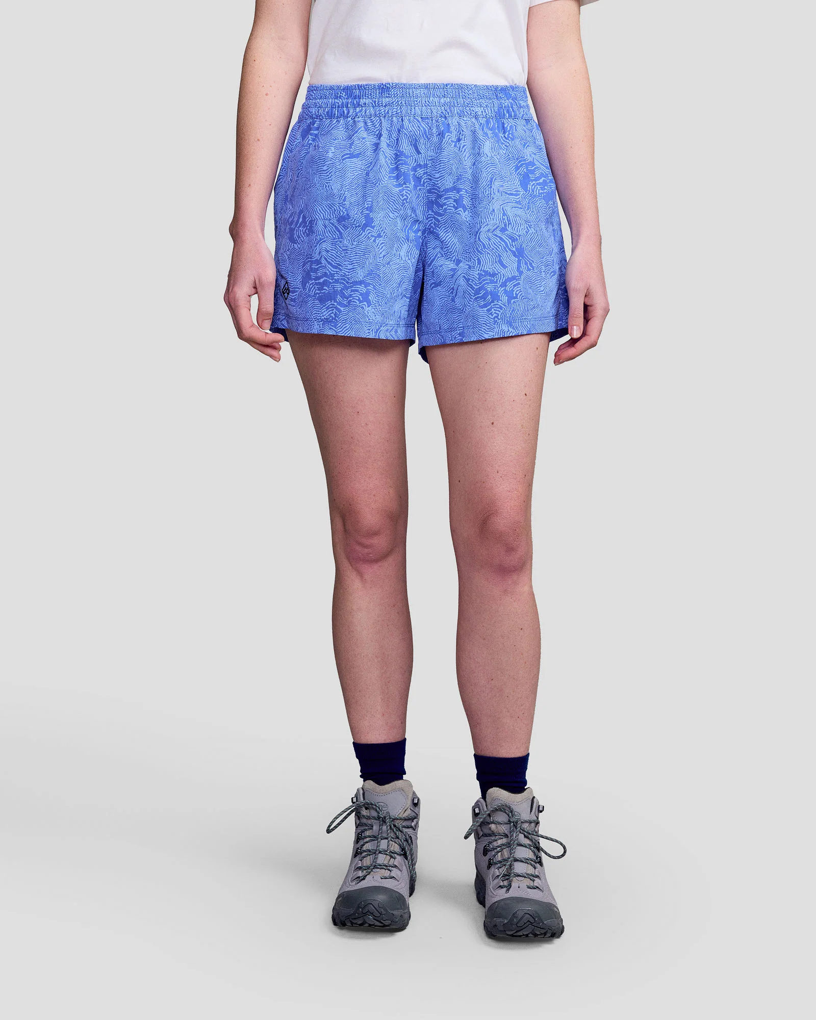 Women's EVRY-Day 4" Shorts - Dark Peri Nature Lines Print