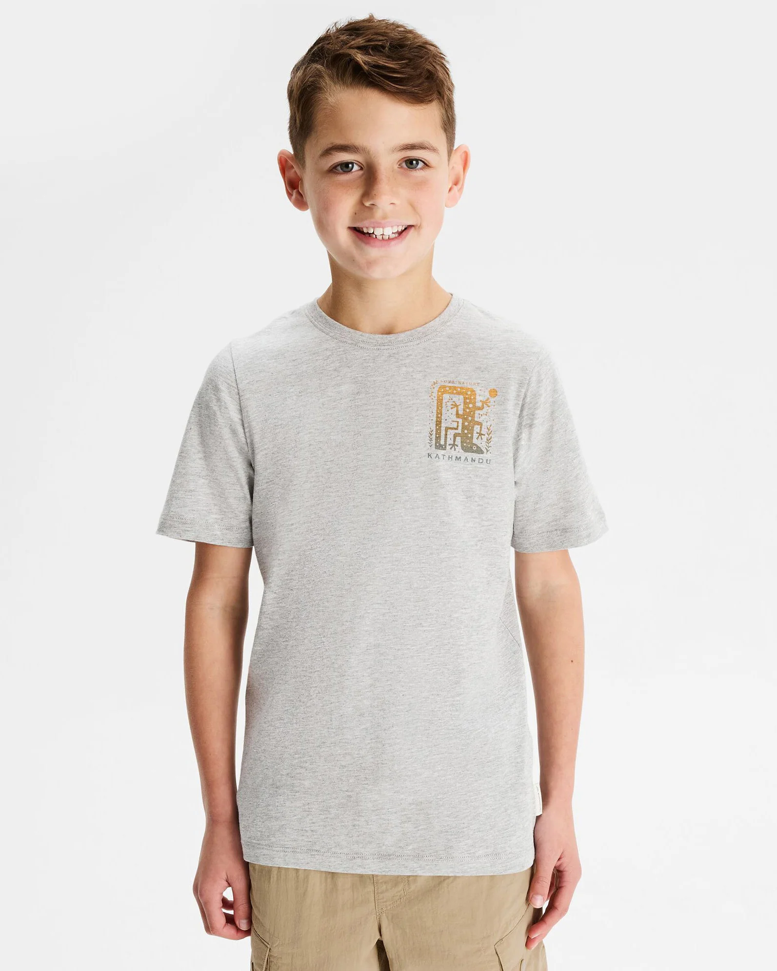 Boys' Geo Skink Organic Cotton T-shirt - Light Grey Marle