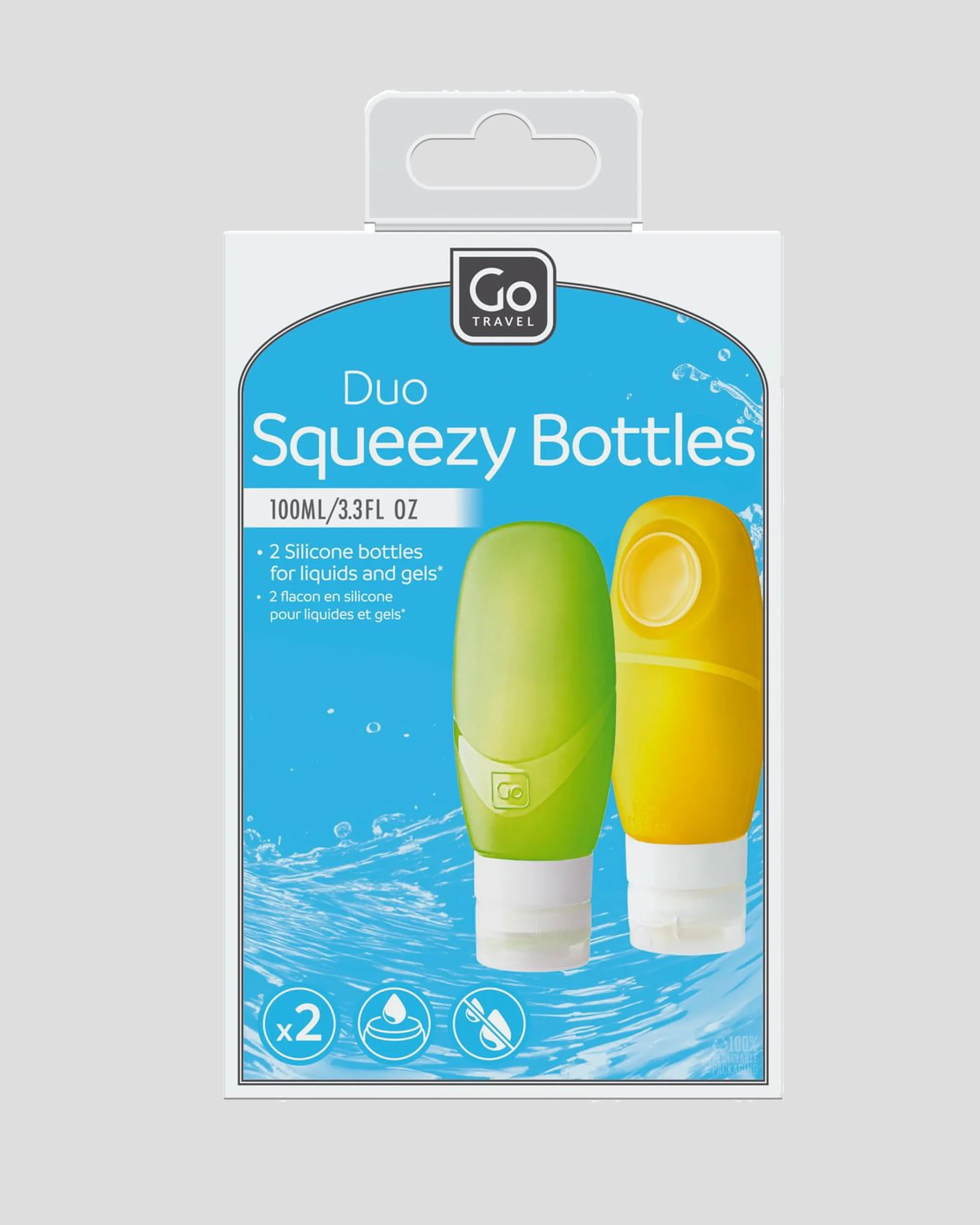 Go Travel Duo Squeezy Bottle 100ml - Yellow/Green