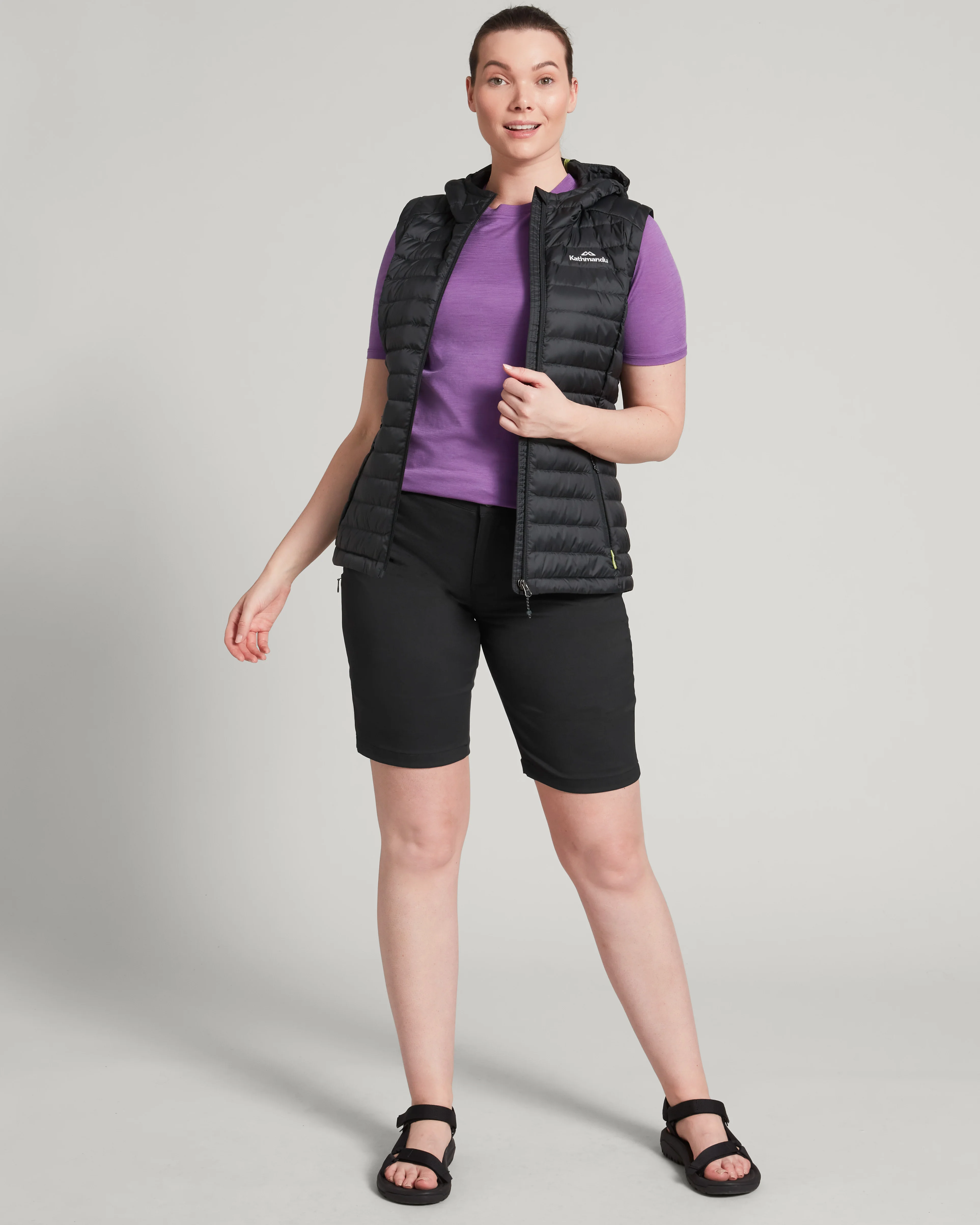 Women's Heli Hooded Down Vest - Black - Image 13