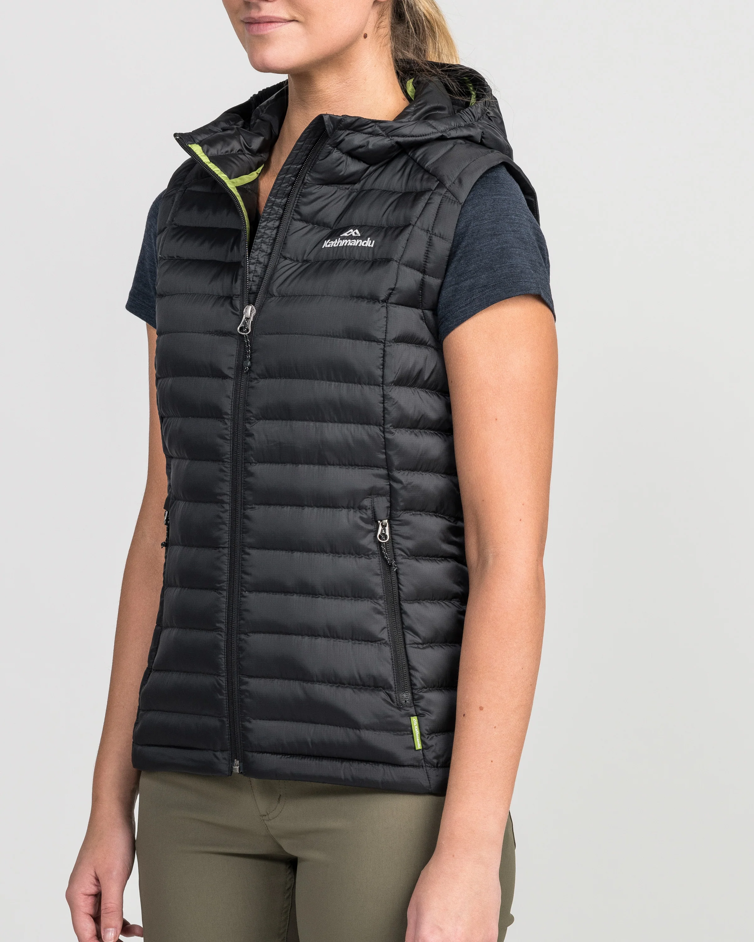 Women's Heli Hooded Down Vest - Black - Image 2