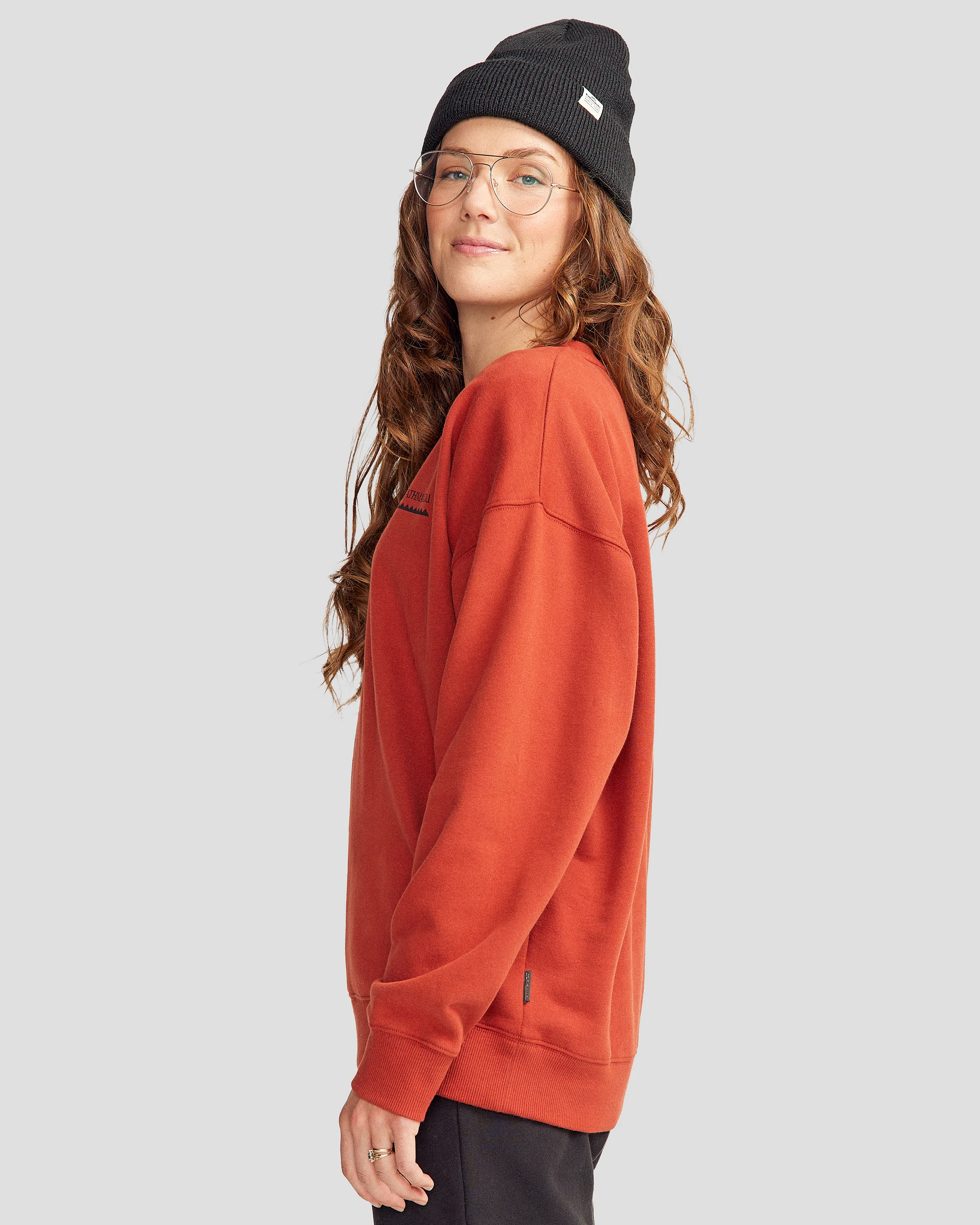 Women's Heritage Logo Slouchy Brushed Crew - Redwood - Image 4