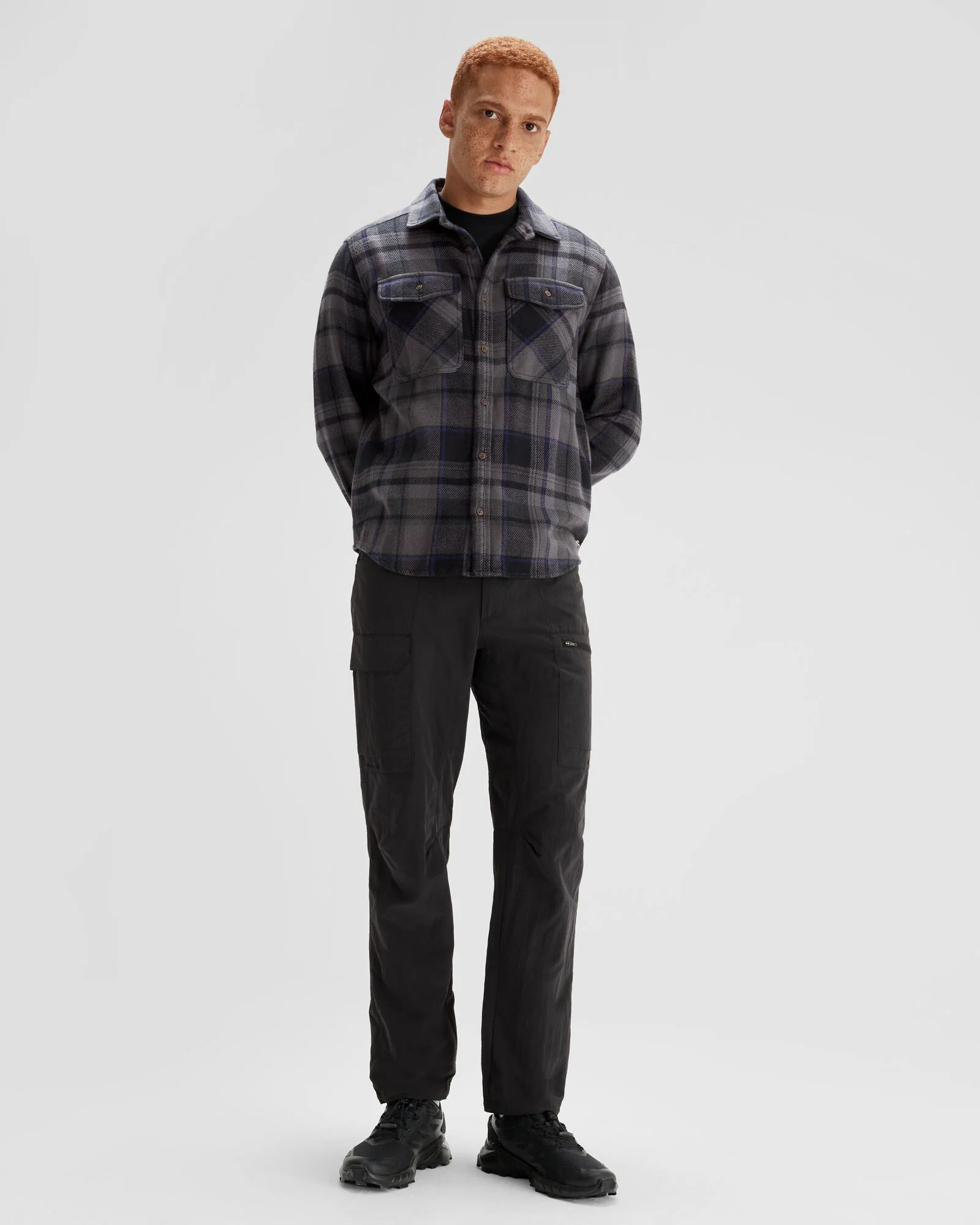Men's Huntly Long Sleeve Shirt - Hut Plaid Charcoal - Image 2