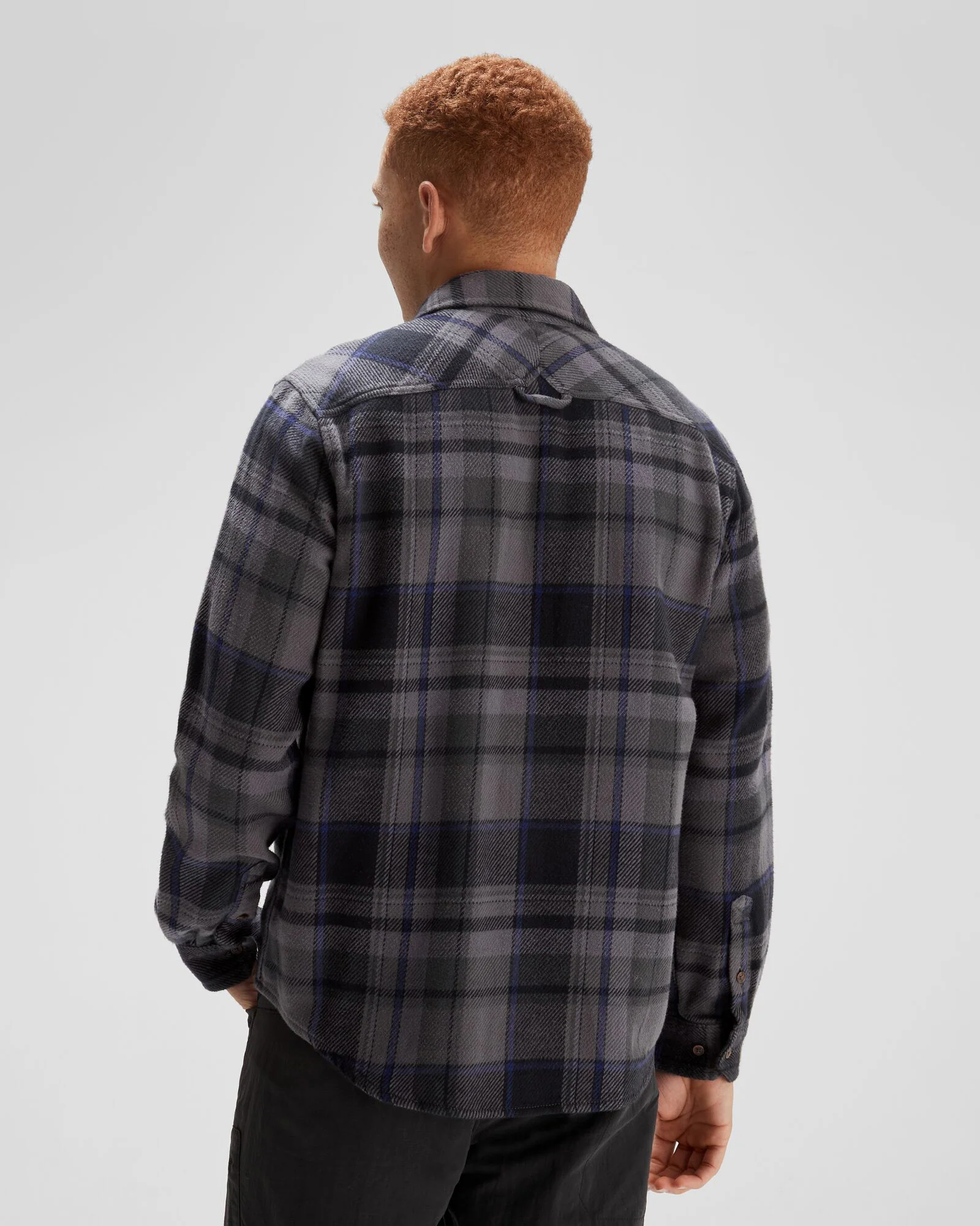 Men's Huntly Long Sleeve Shirt - Hut Plaid Charcoal - Image 4
