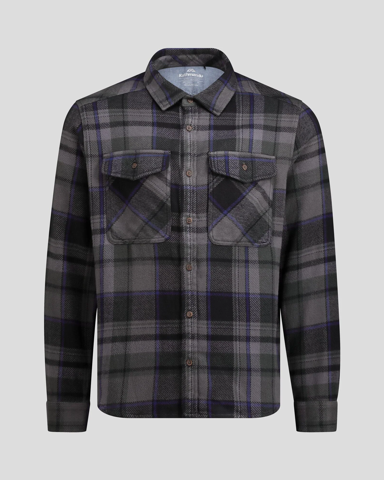 Men's Huntly Long Sleeve Shirt - Hut Plaid Charcoal - Image 5