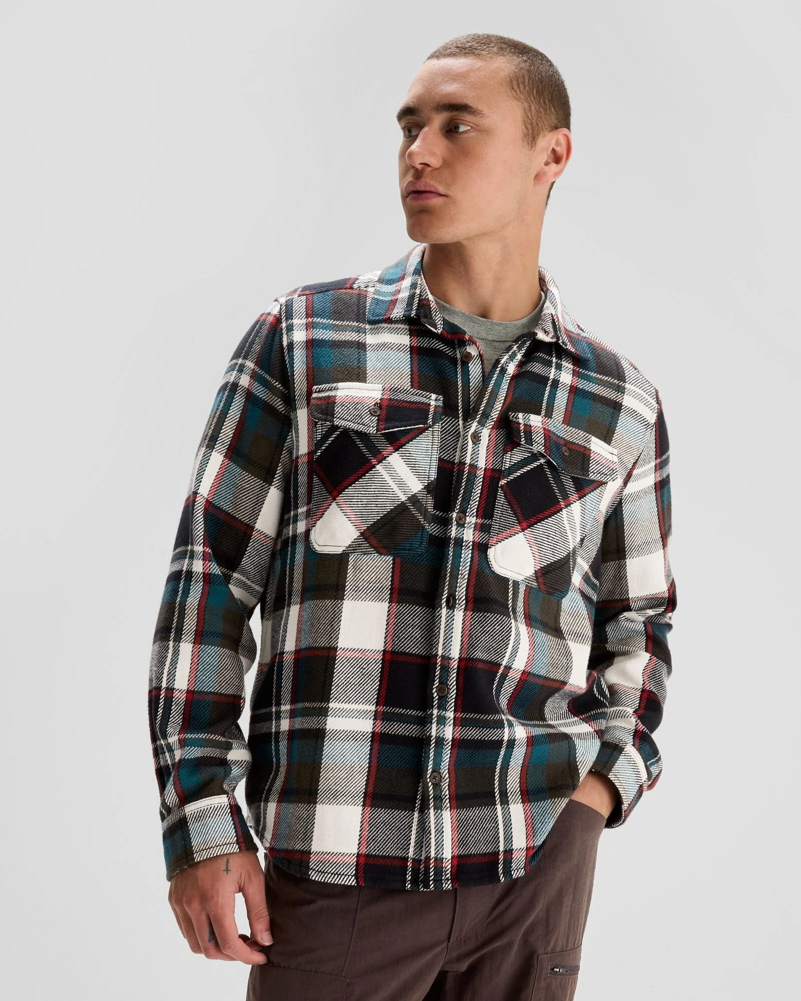 Men's Huntly Long Sleeve Shirt - Hut Plaid Dark Moss