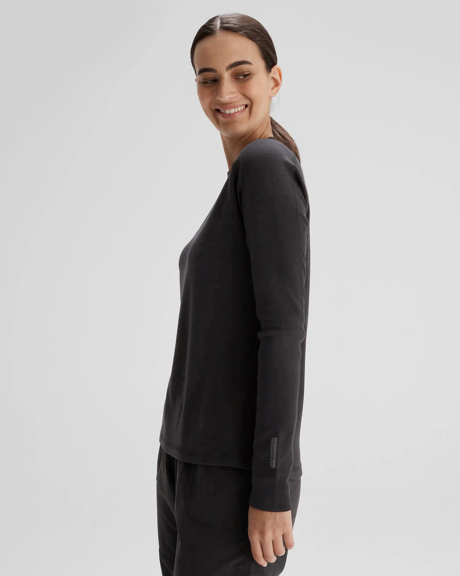 Women's K-Merino 250 Long Sleeve Top - Black Stingray - Image 3