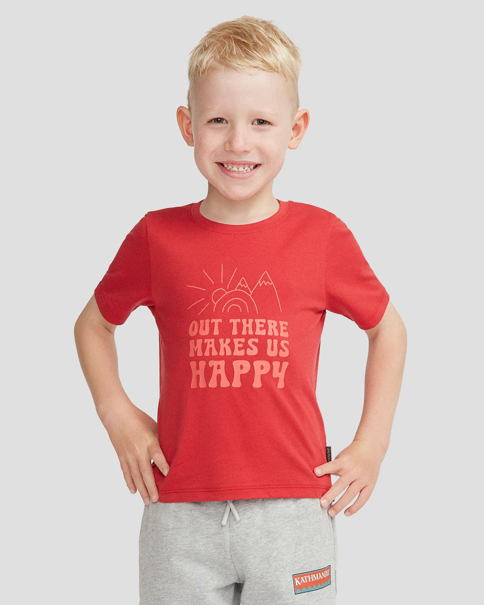 Kids' Happy Organic Cotton T-shirt - Classic Red