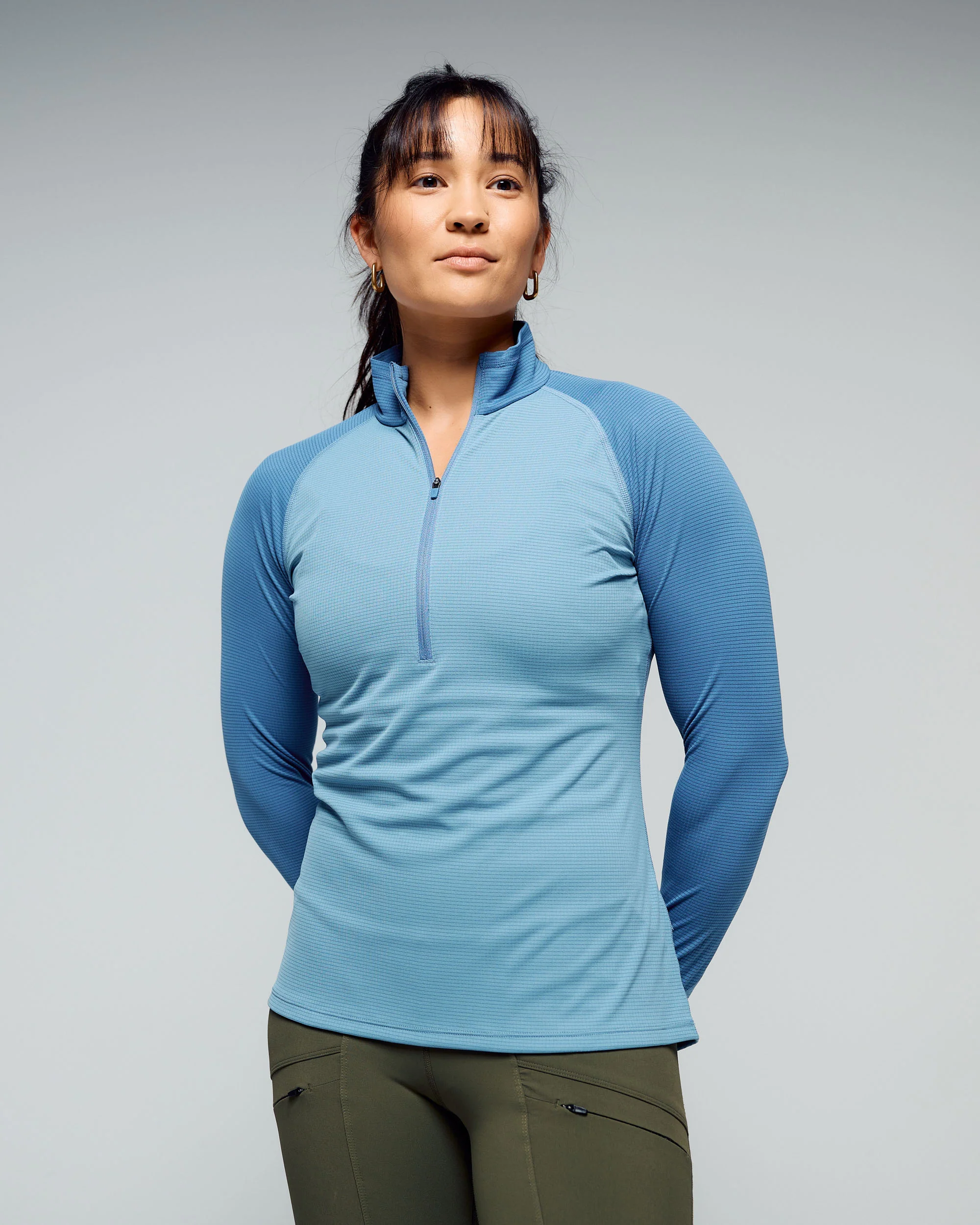 Women's KMDAction Quarter Zip Baselayer Top - Moonlight/Bluehaze