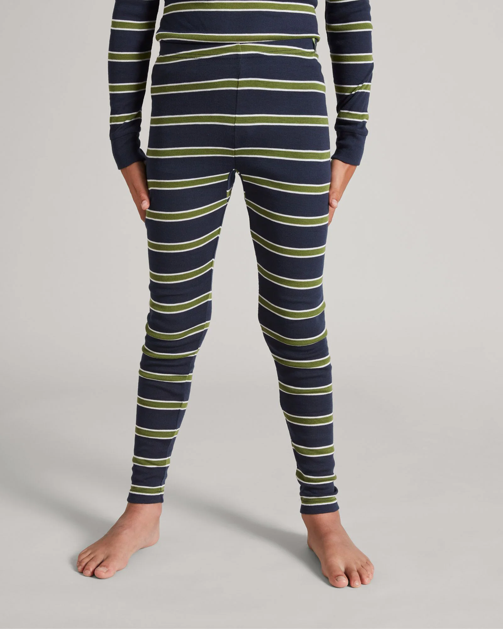 Kids' KMDCore Long John Pants - Thyme/Midnight Navy Stripe