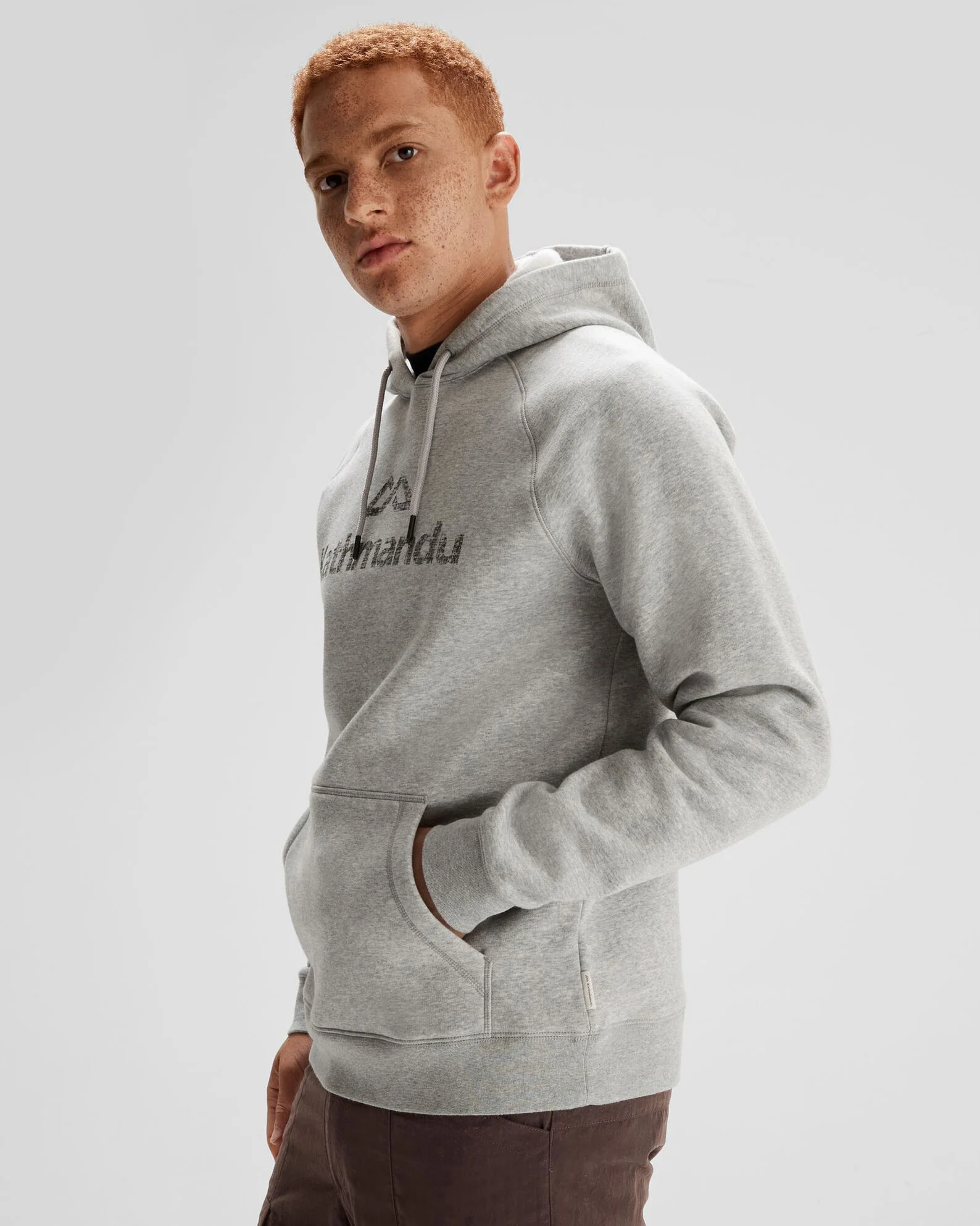 Men's Kathmandu Logo Hoodie - Light Grey Marle