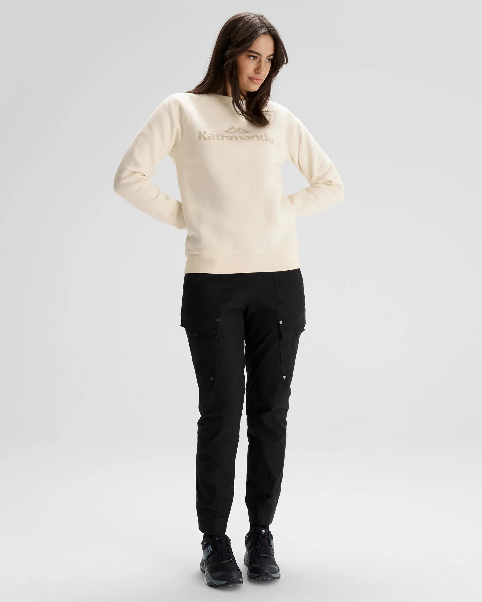 Women's Kathmandu Logo Crew Sweater - Natural