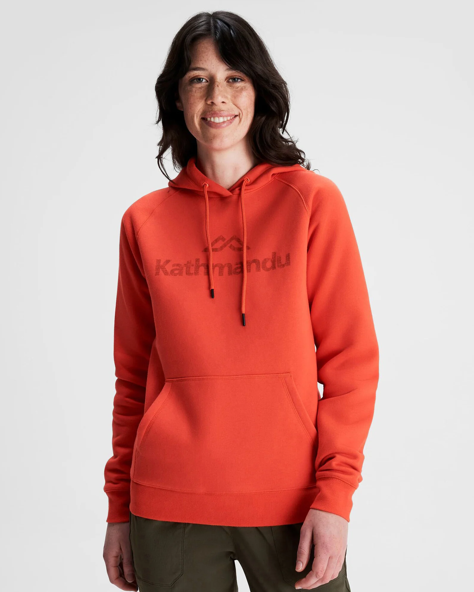Women's Kathmandu Logo Hoodie - Hut Orange