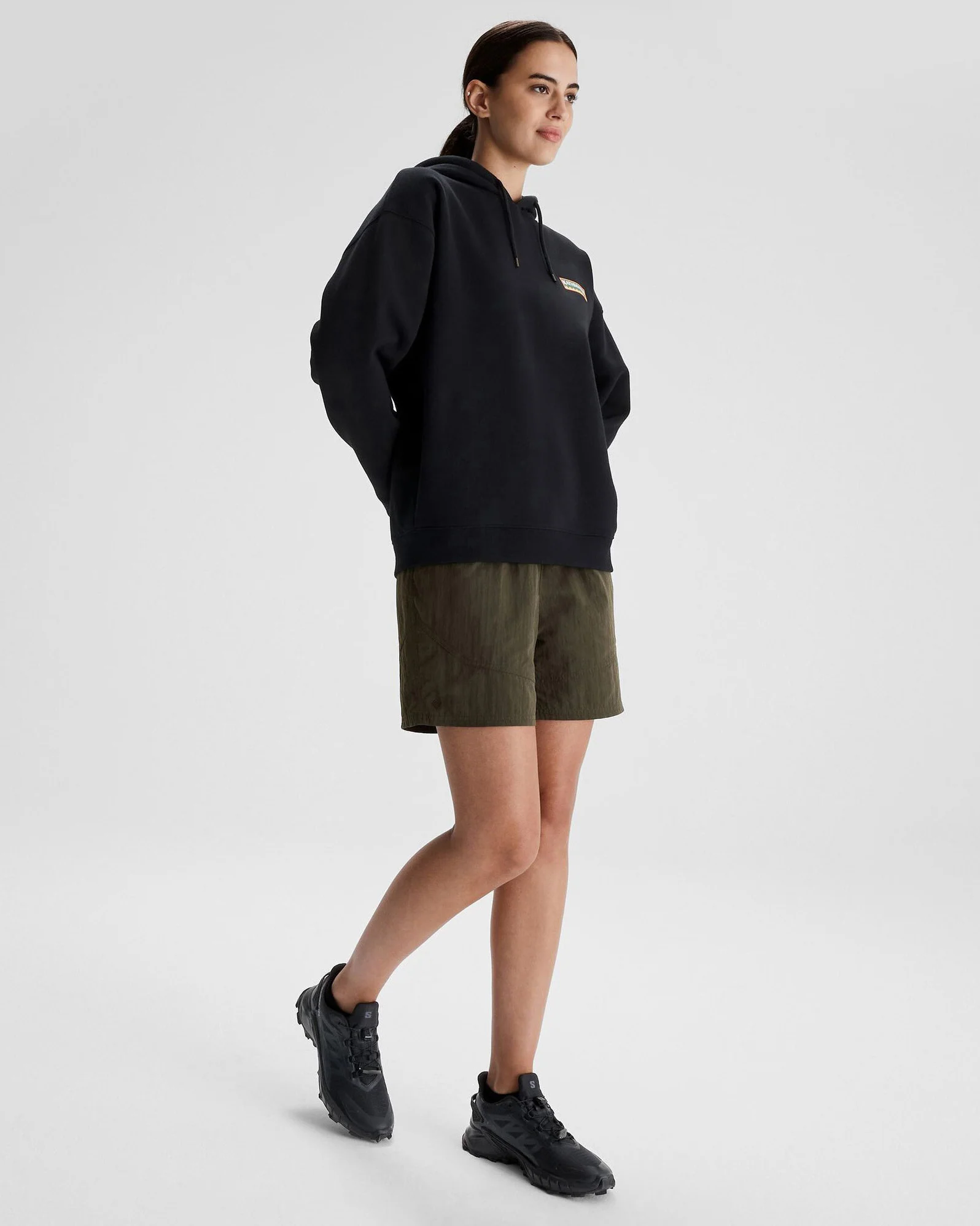 Women's Kathmandu Heritage Logo Slouchy Hoodie - Black - Image 3