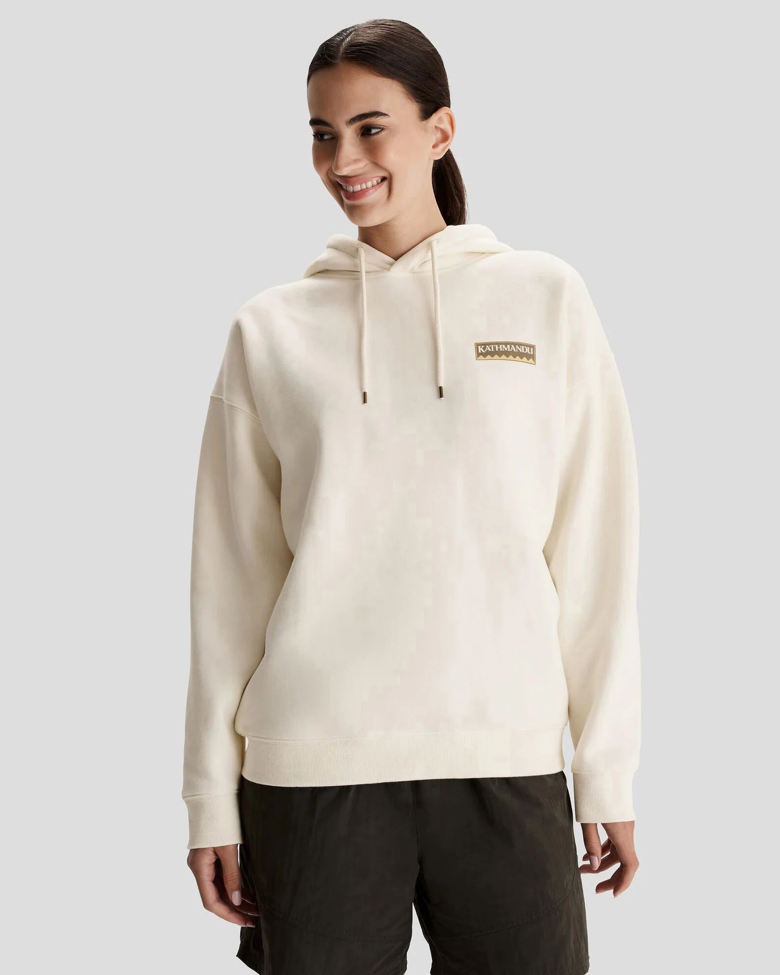 Women's Kathmandu Heritage Logo Slouchy Hoodie - Bone