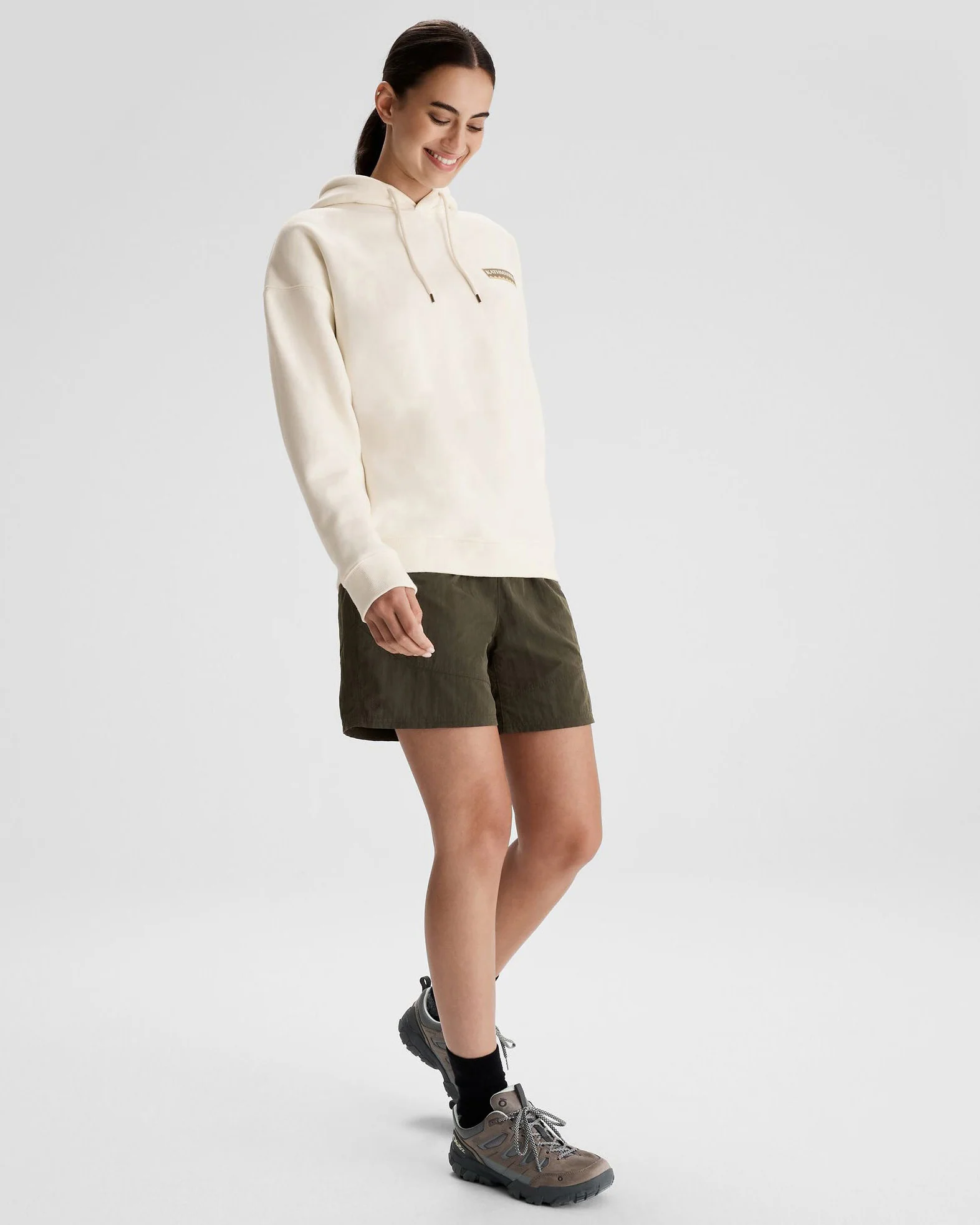Women's Kathmandu Heritage Logo Slouchy Hoodie - Bone - Image 3