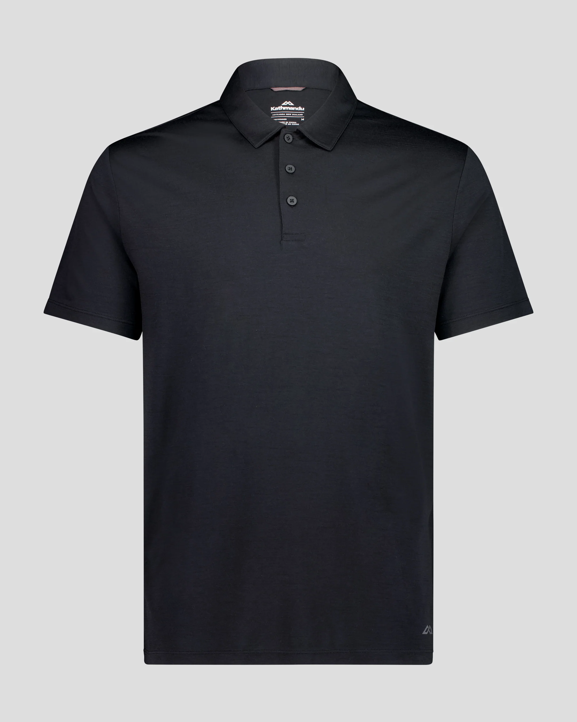 Men's 100% Merino Polo - Black Stingray