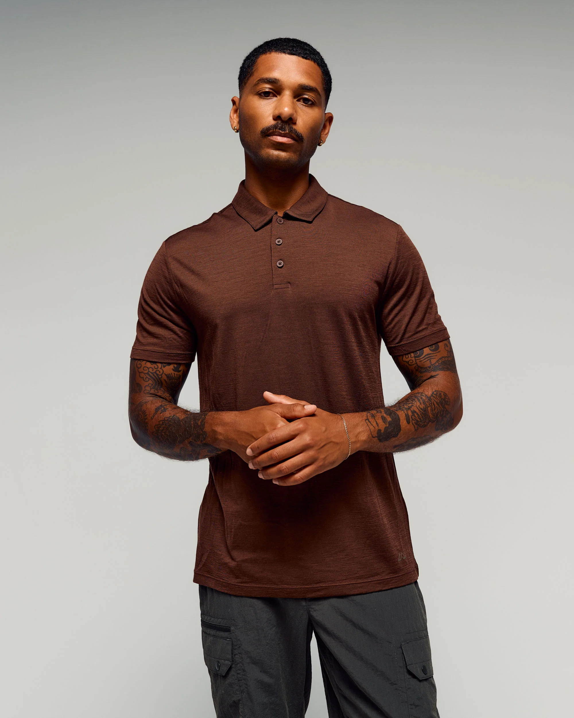 Men's 100% Merino Polo - Cocoa