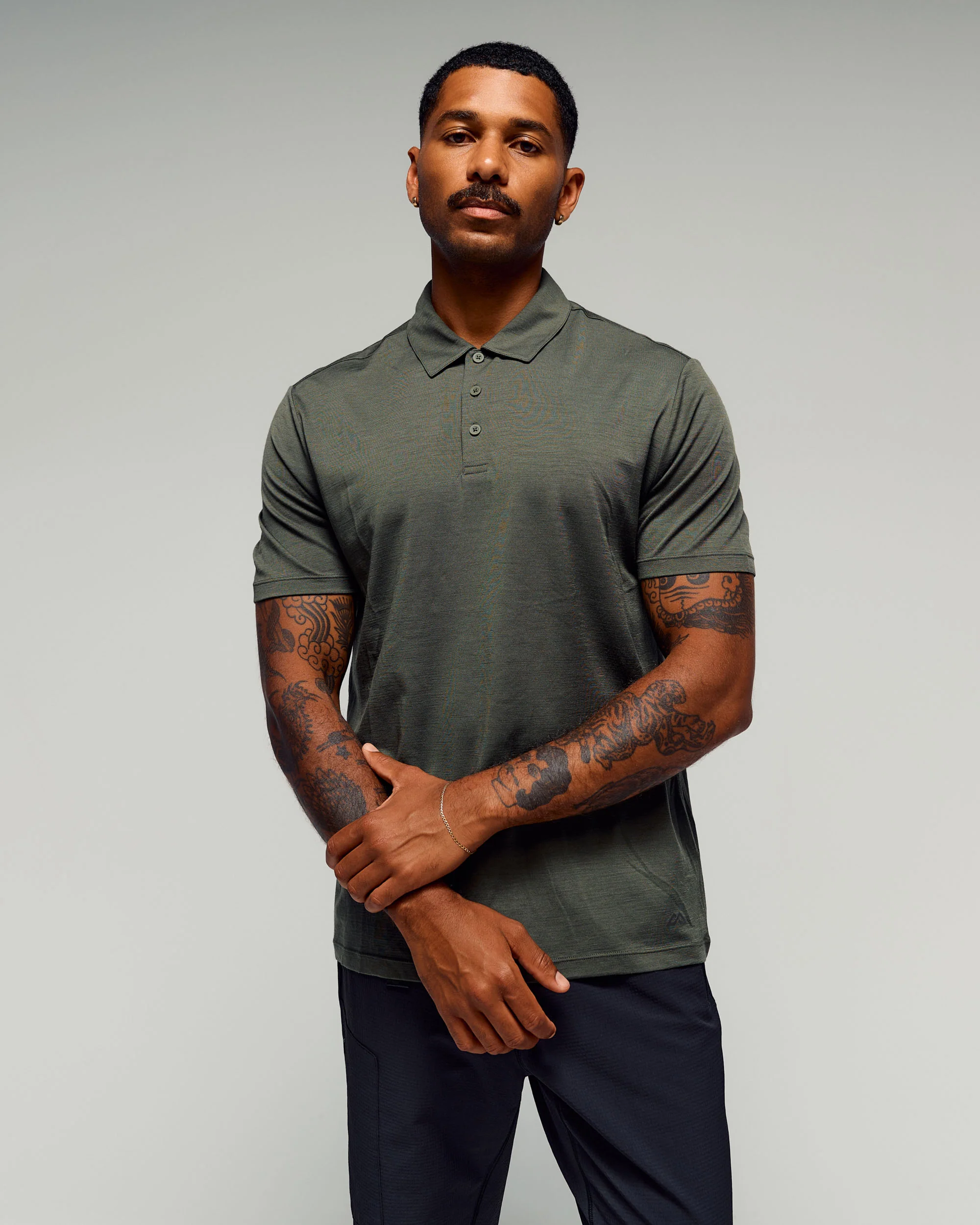 Men's 100% Merino Polo - Light Moss