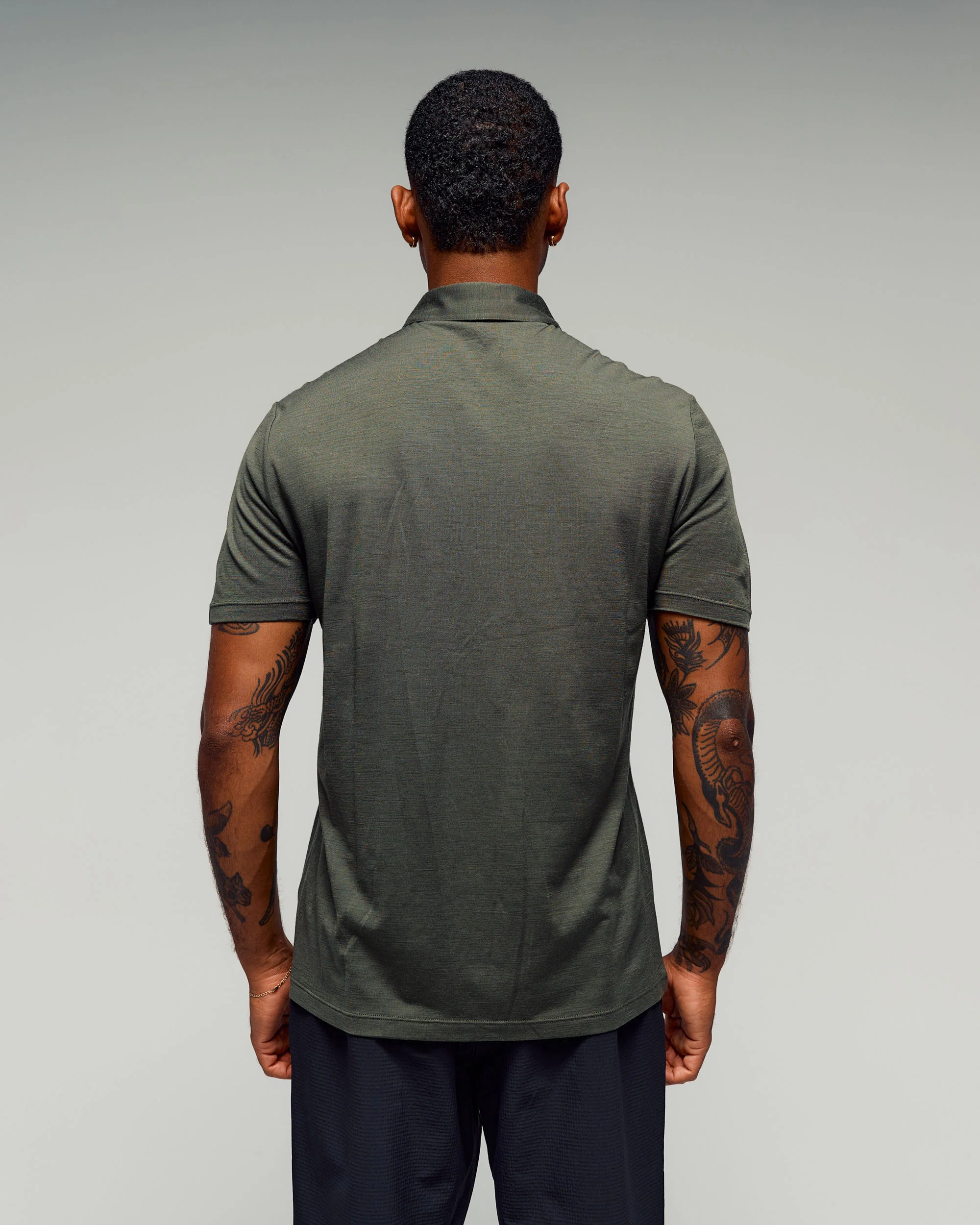 Men's 100% Merino Polo - Light Moss - Image 4