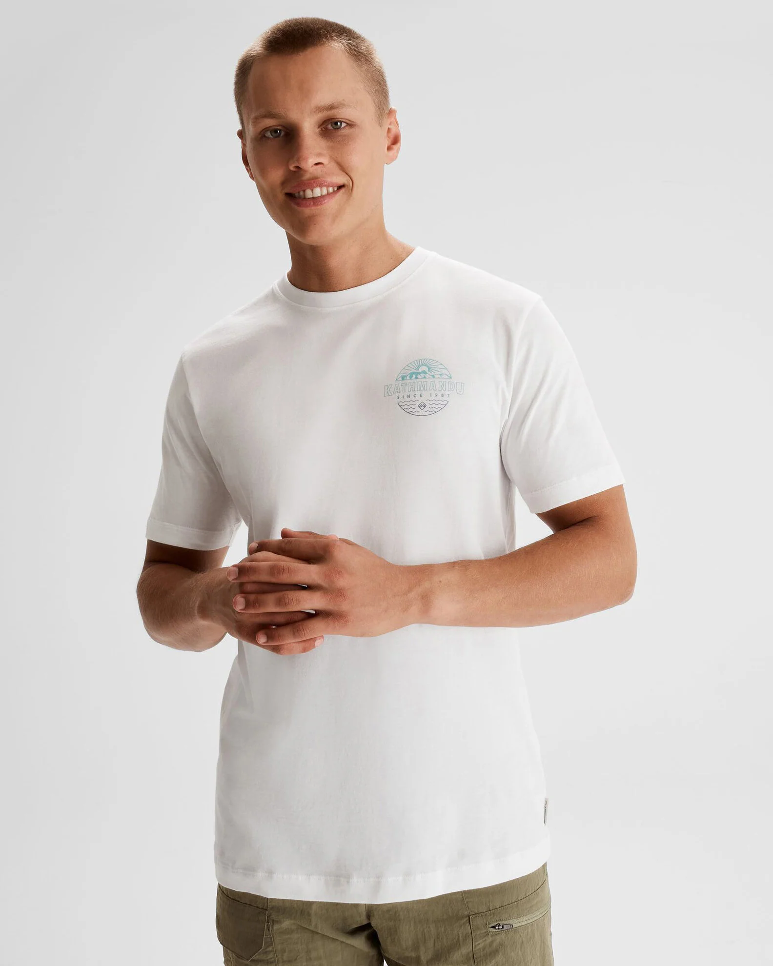 Men's Kathmandu Logo Faded Organic Cotton T-shirt - White