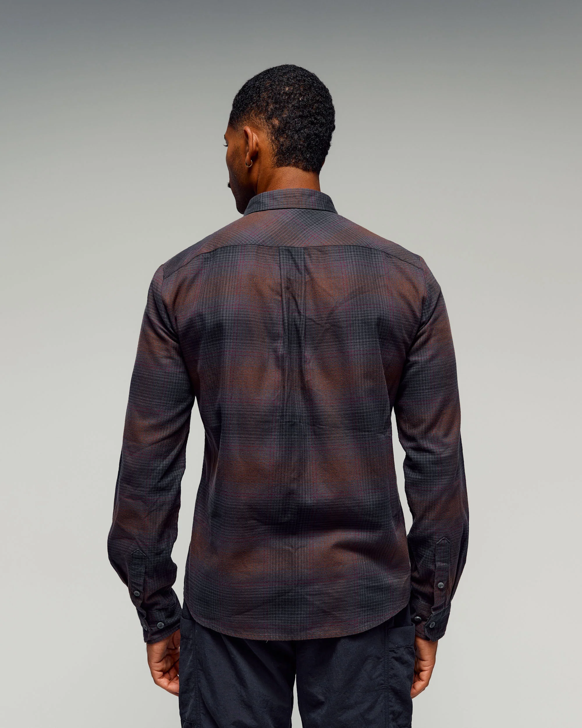 Men's Retreat Fyfe Long Sleeve Shirt - Black/Cocoa Plaid - Image 3
