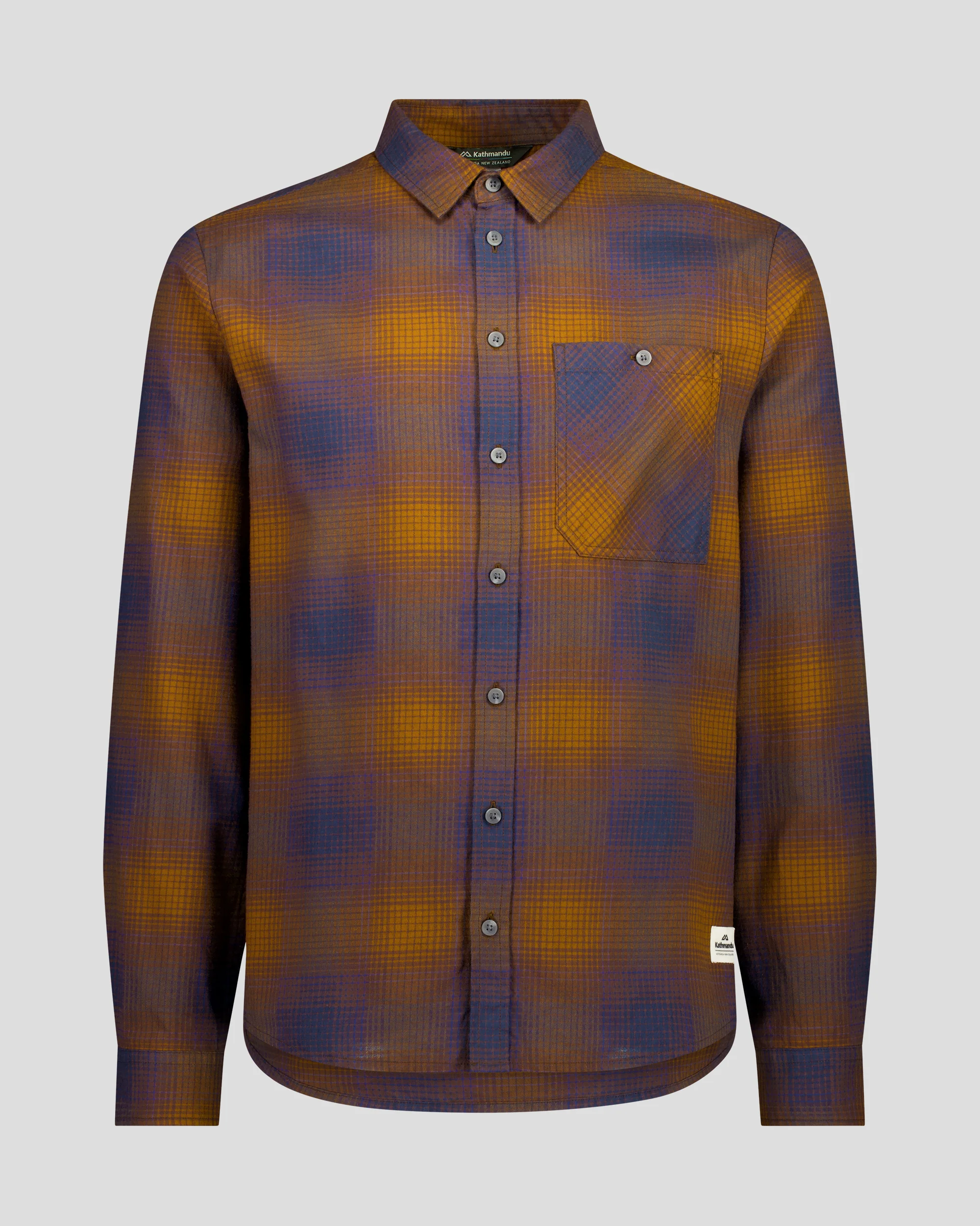 Men's Retreat Fyfe Long Sleeve Shirt - Cocoa/Navy Plaid - Image 4