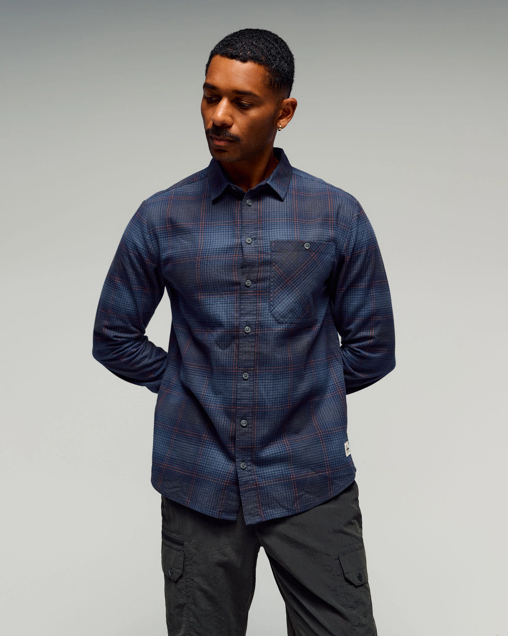 Men's Retreat Fyfe Long Sleeve Shirt - Pure Navy/Woodsy Plaid