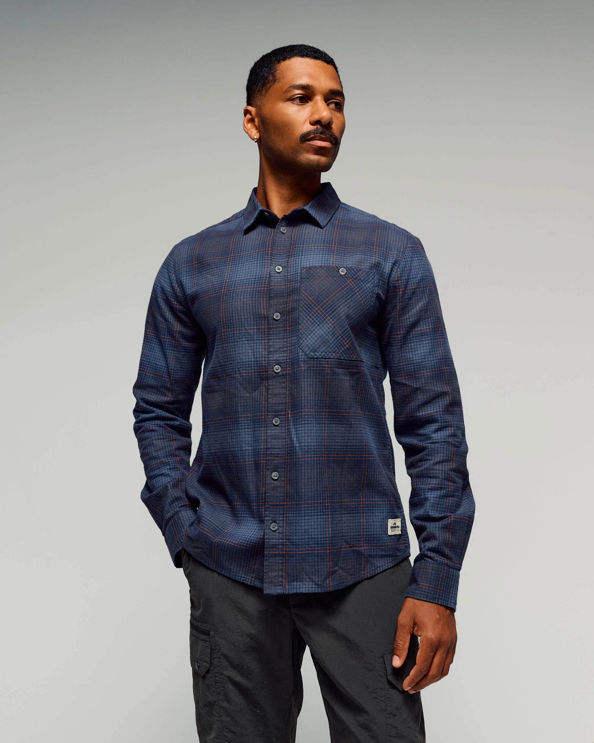 Men's Retreat Fyfe Long Sleeve Shirt - Pure Navy/Woodsy Plaid - Image 2