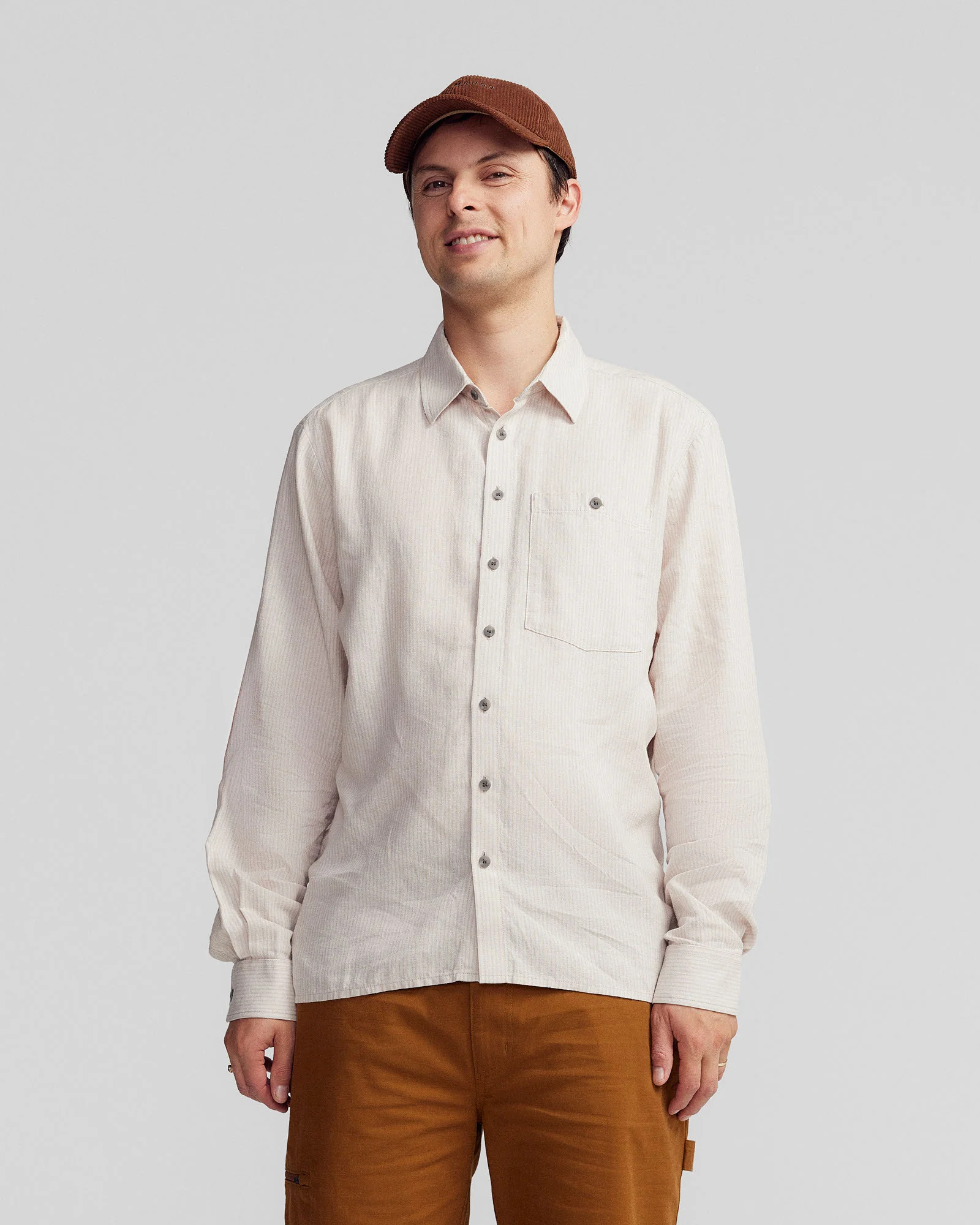 Men’s Weekend Natural Long Sleeve Shirt -  Light Hike Stripe