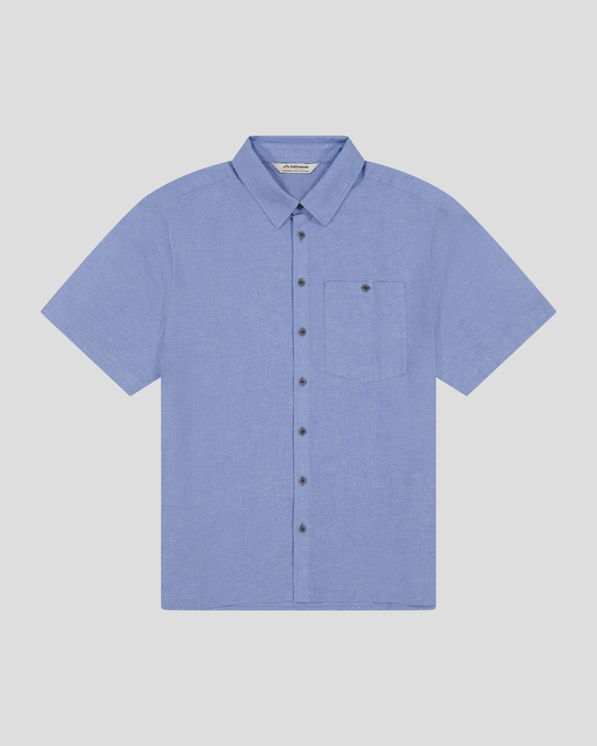 Men’s Weekend Natural Short Sleeve Shirt -  Washed Peri Chambray