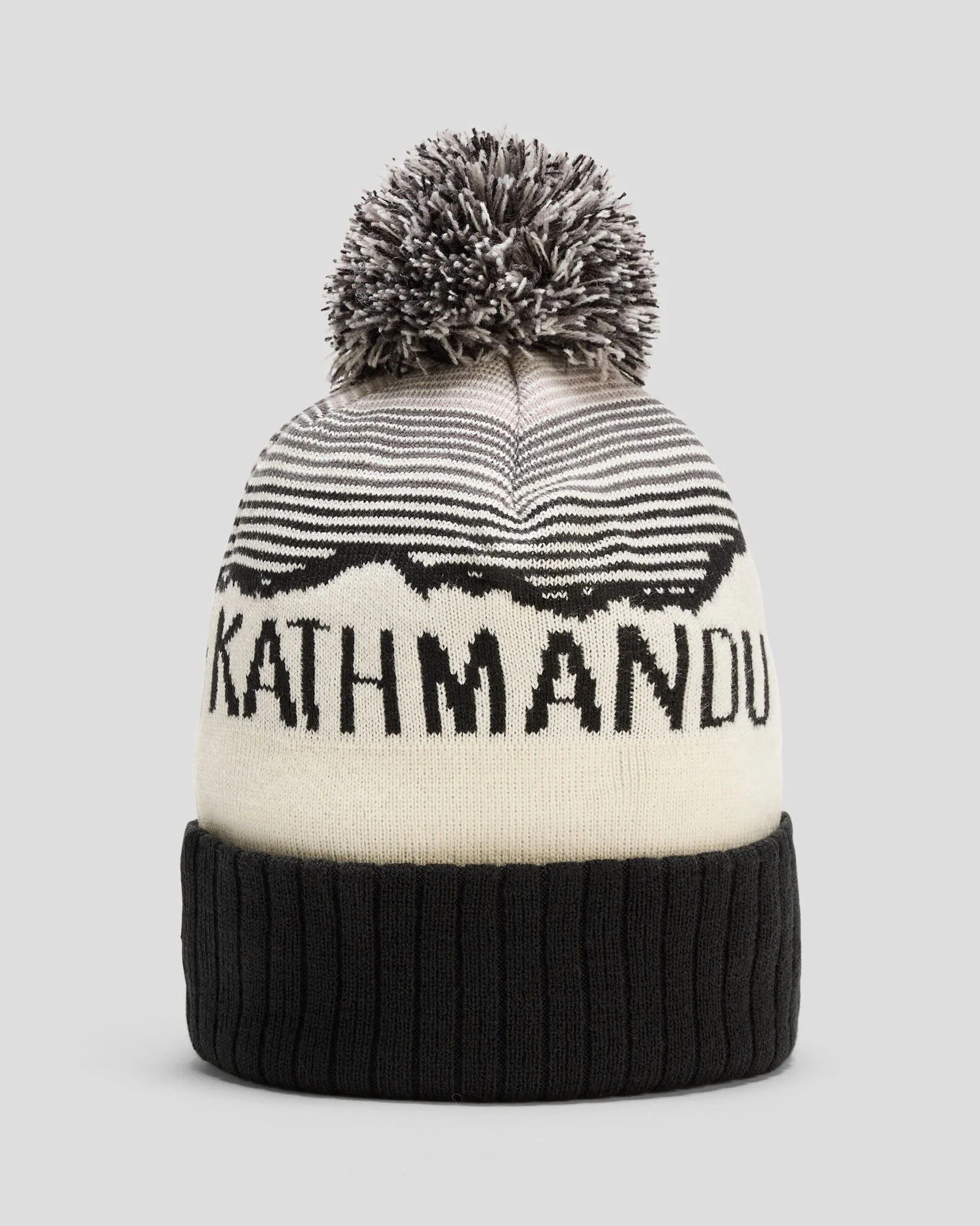 MTN Skies Pompom Beanie - Black/White/Grey