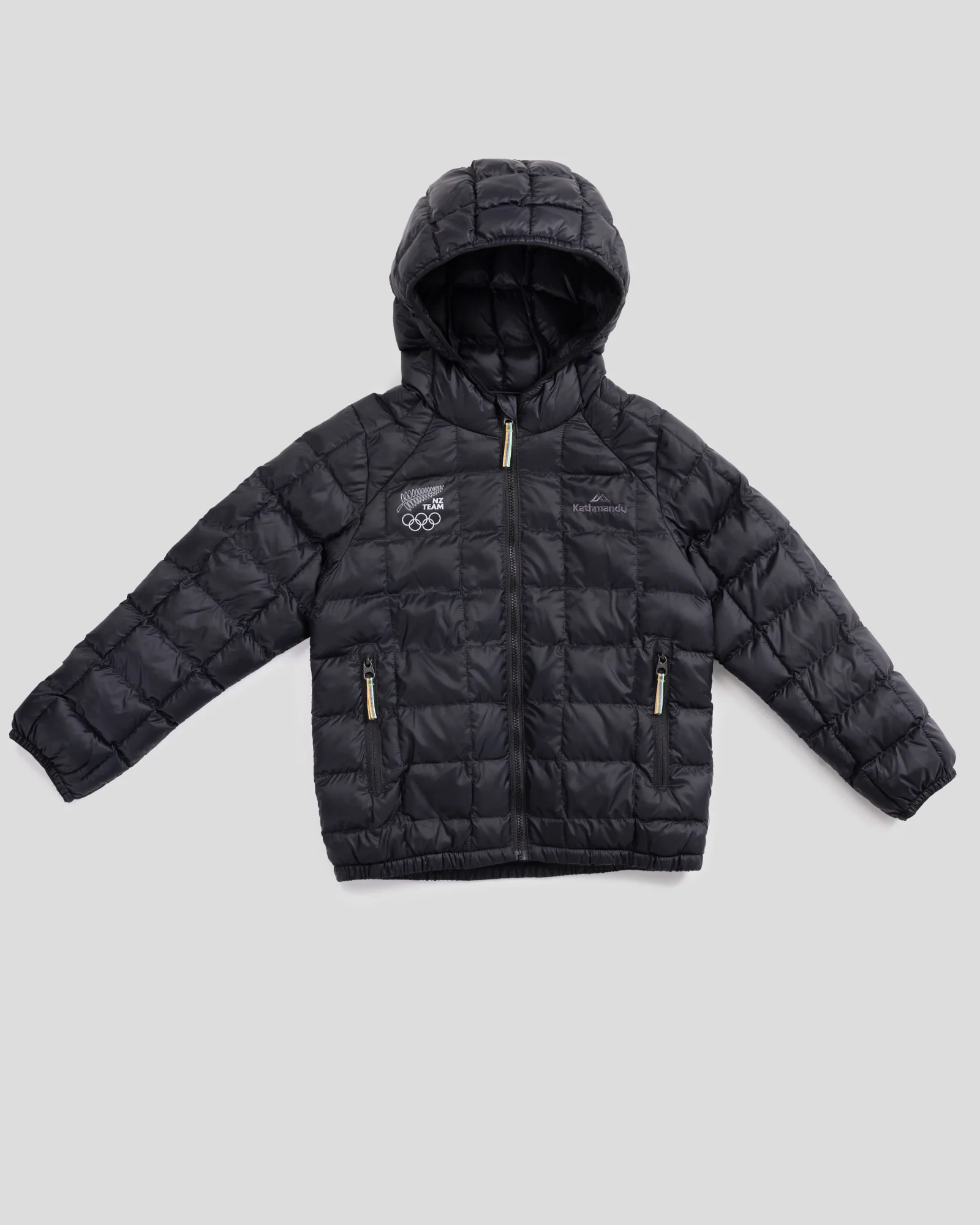 Kids' Heli Insulated Hooded Jacket - Black | New Zealand Team Supporters Collection - Image 3