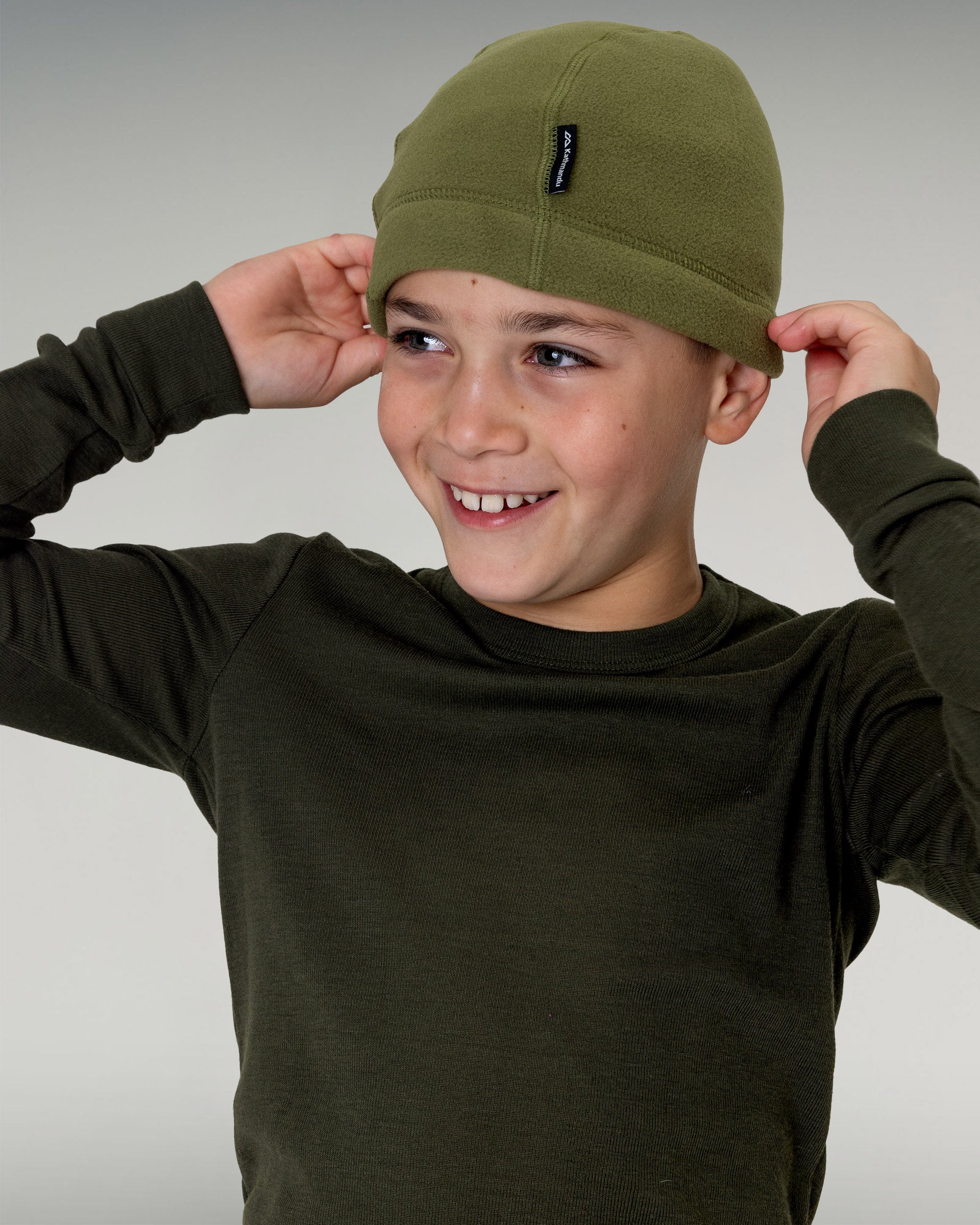 Kids' Ridge 100 Primaloft Fleece Beanie - Dark Fern