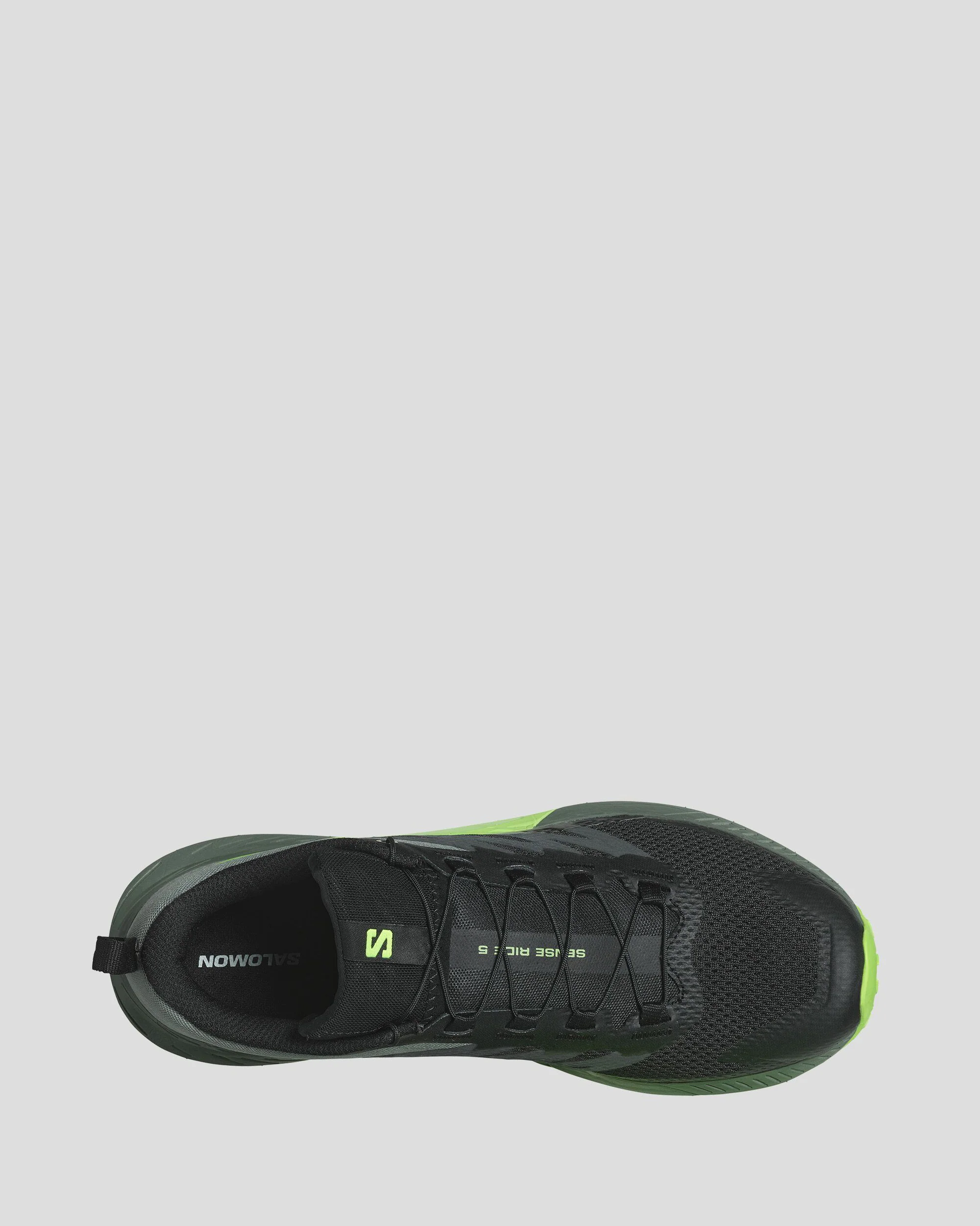 Men's Salomon Sense Ride 5 Trail Running Shoes - Black/Laurel Wreath/Green Gecko - Image 4