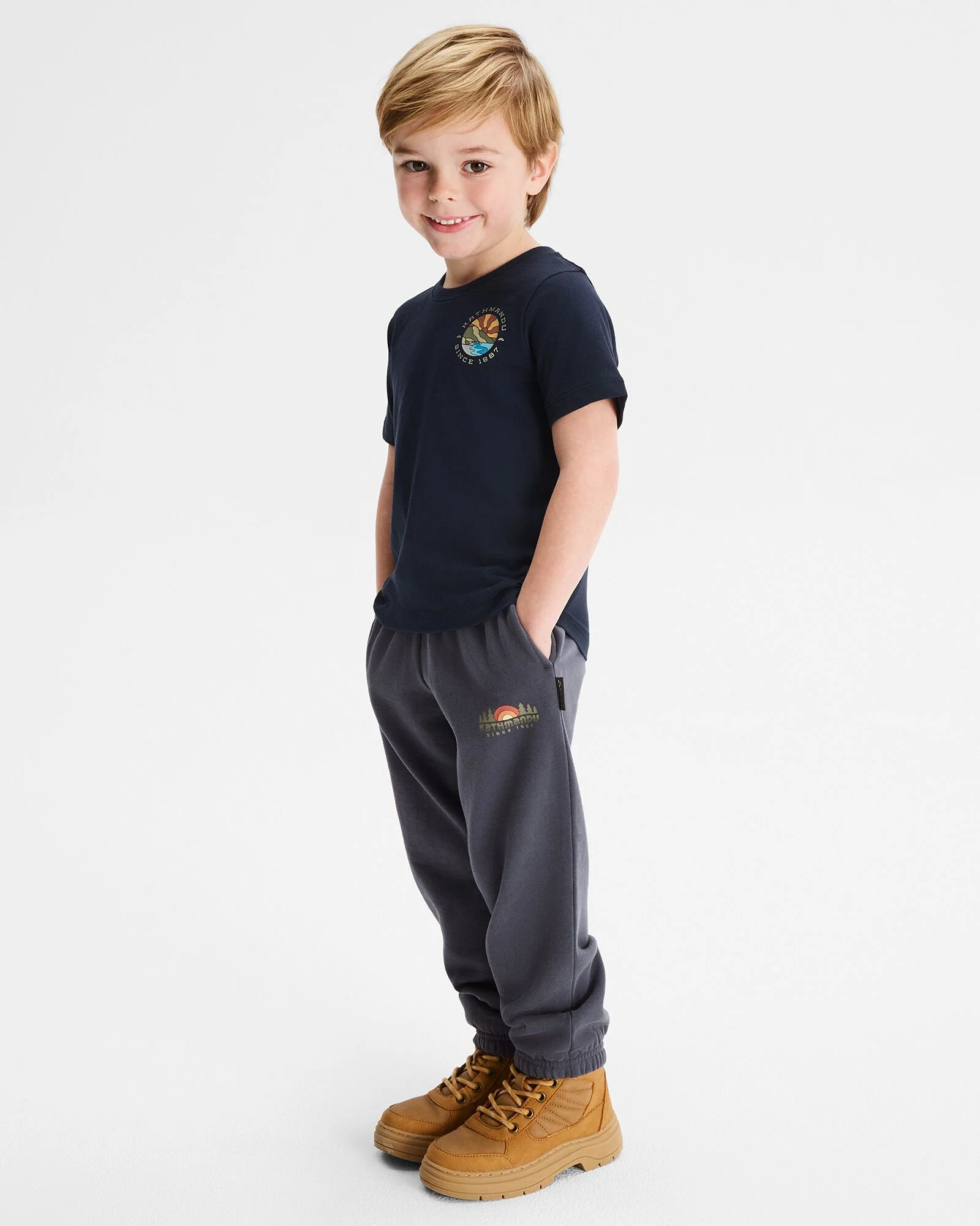 Kids' Sunburst Organic Cotton T-shirt - Pure Navy