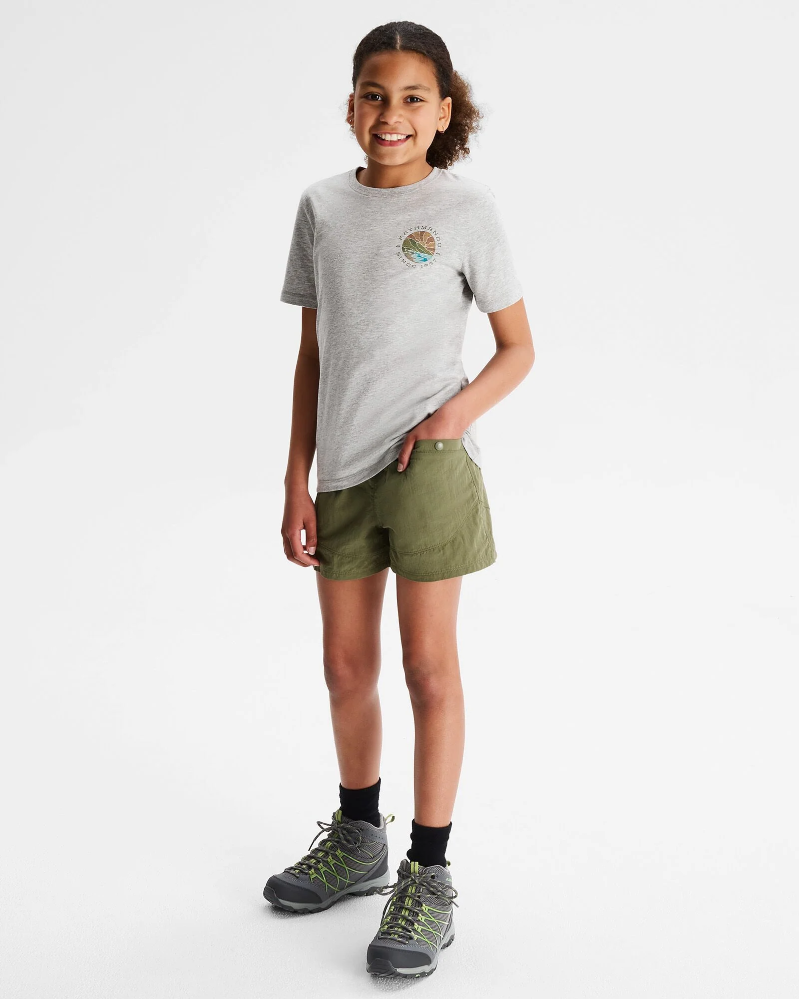 Girls' Sunburst Organic Cotton T-shirt - Light Grey Marle