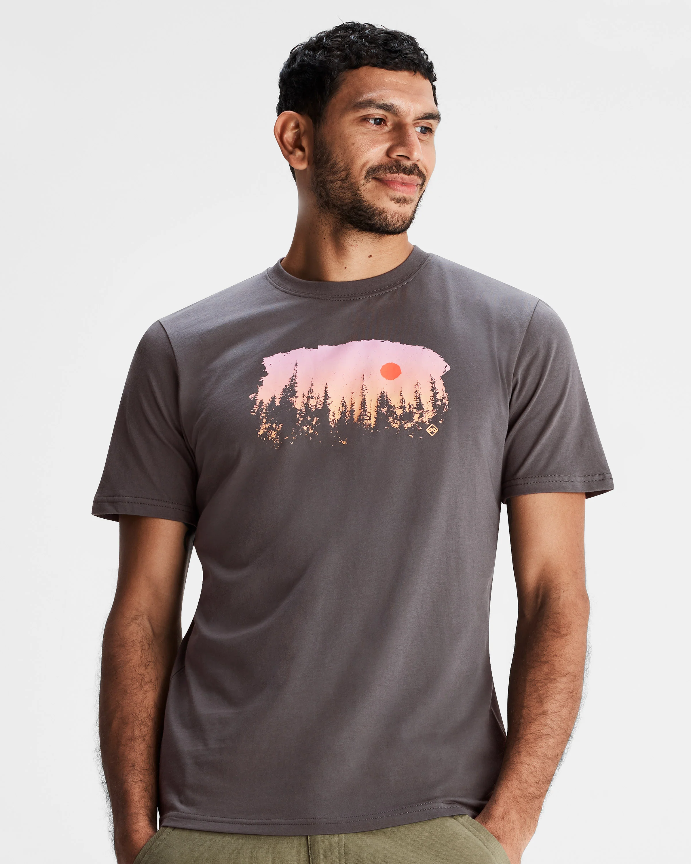 Men's Tree Line Organic Cotton T-shirt - Shale