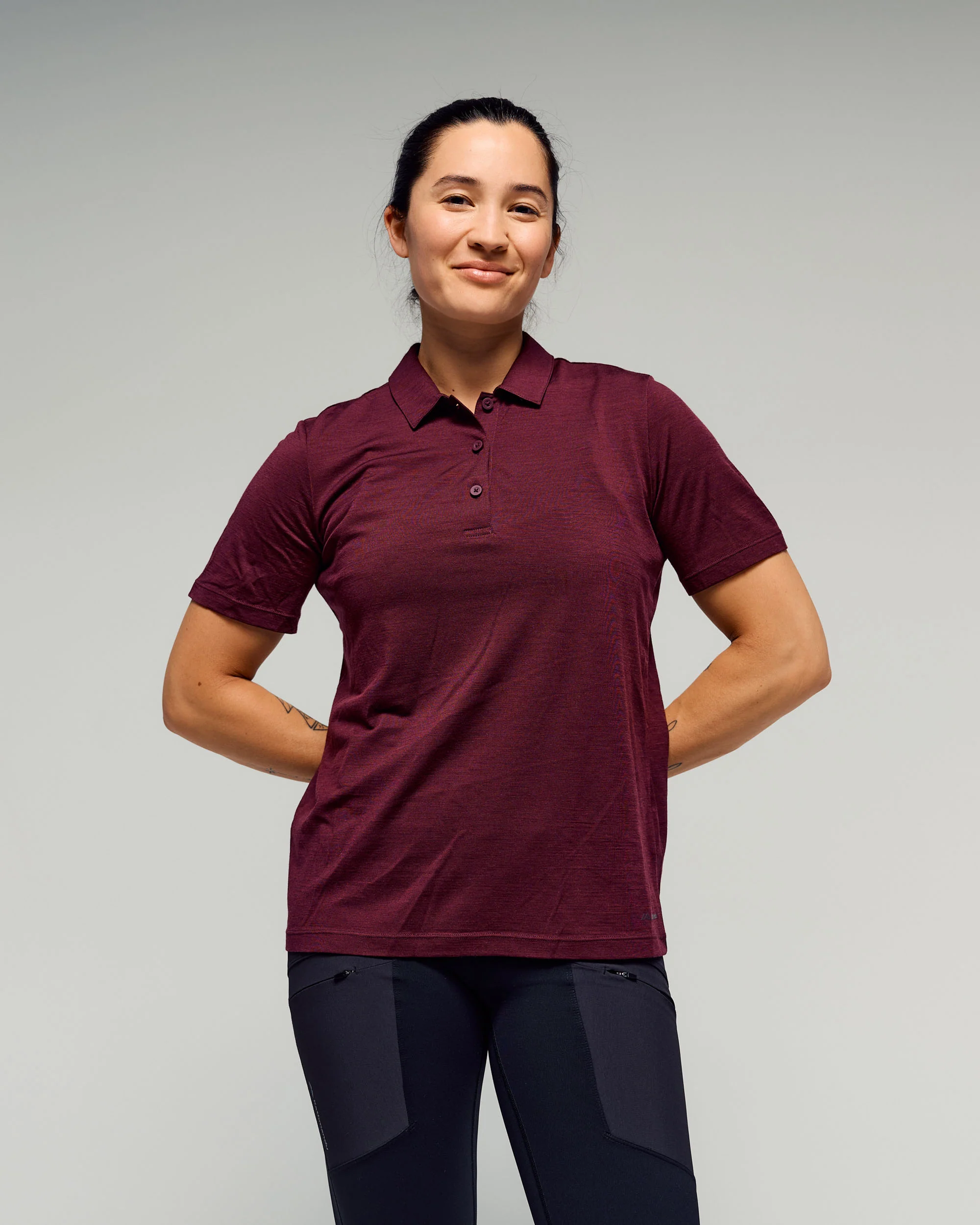 Women's 100% Merino Polo - Mulberry