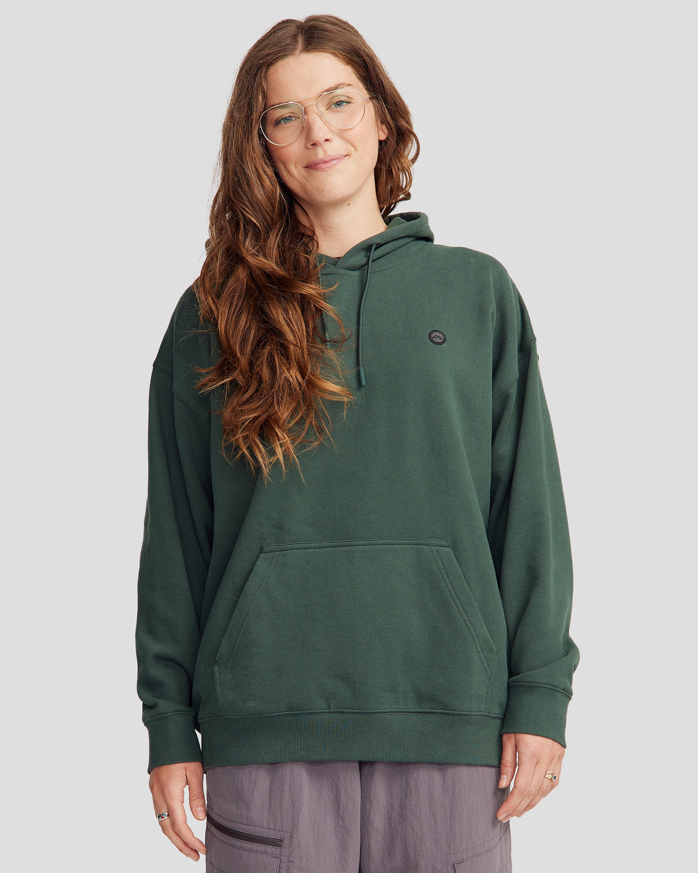 Women's Peak Badge Slouchy Brushed Hoodie - Deep Forest - Image 6