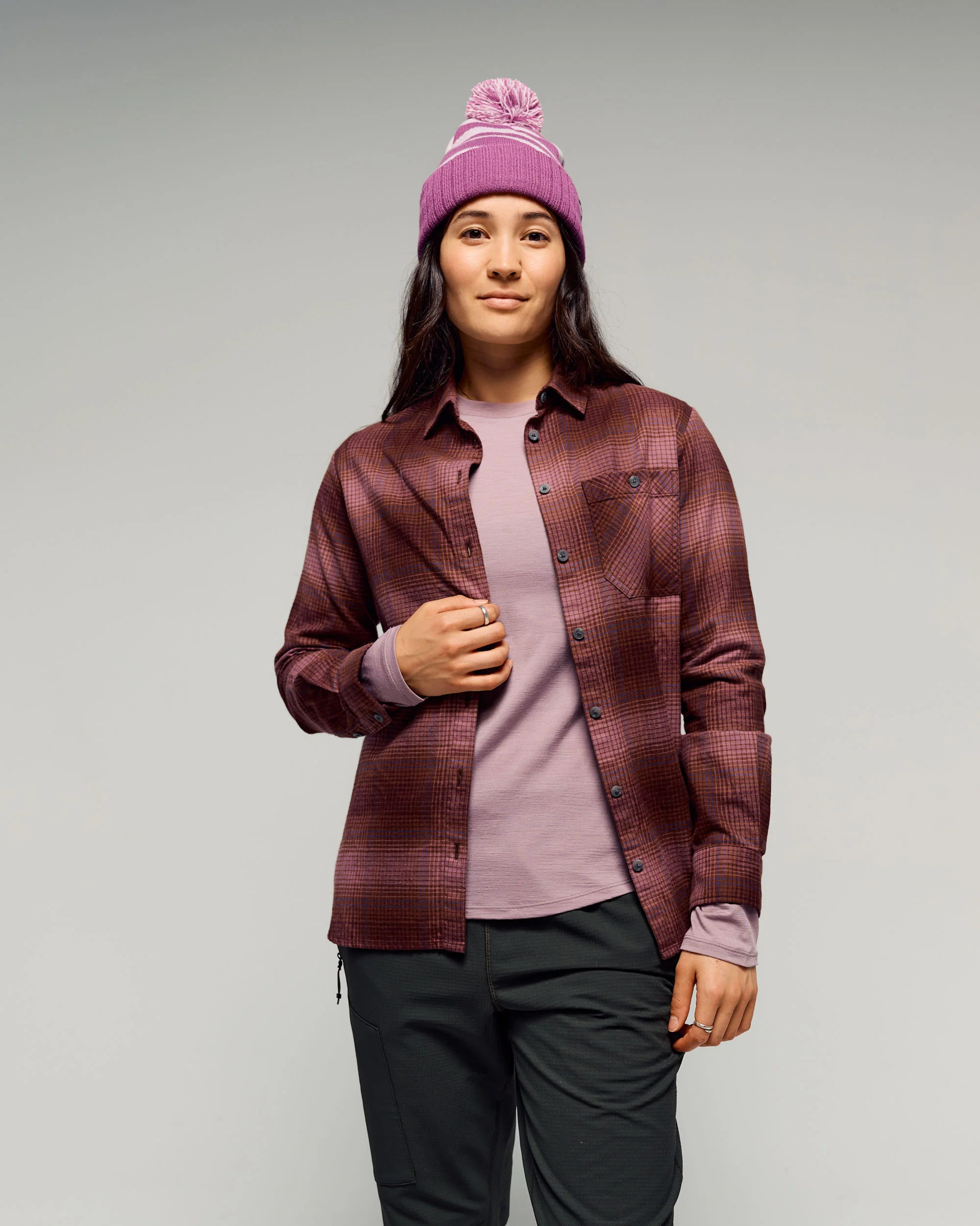 Women's Retreat Fyfe Long Sleeve Shirt - Mulberry/Dark Thistle Plaid